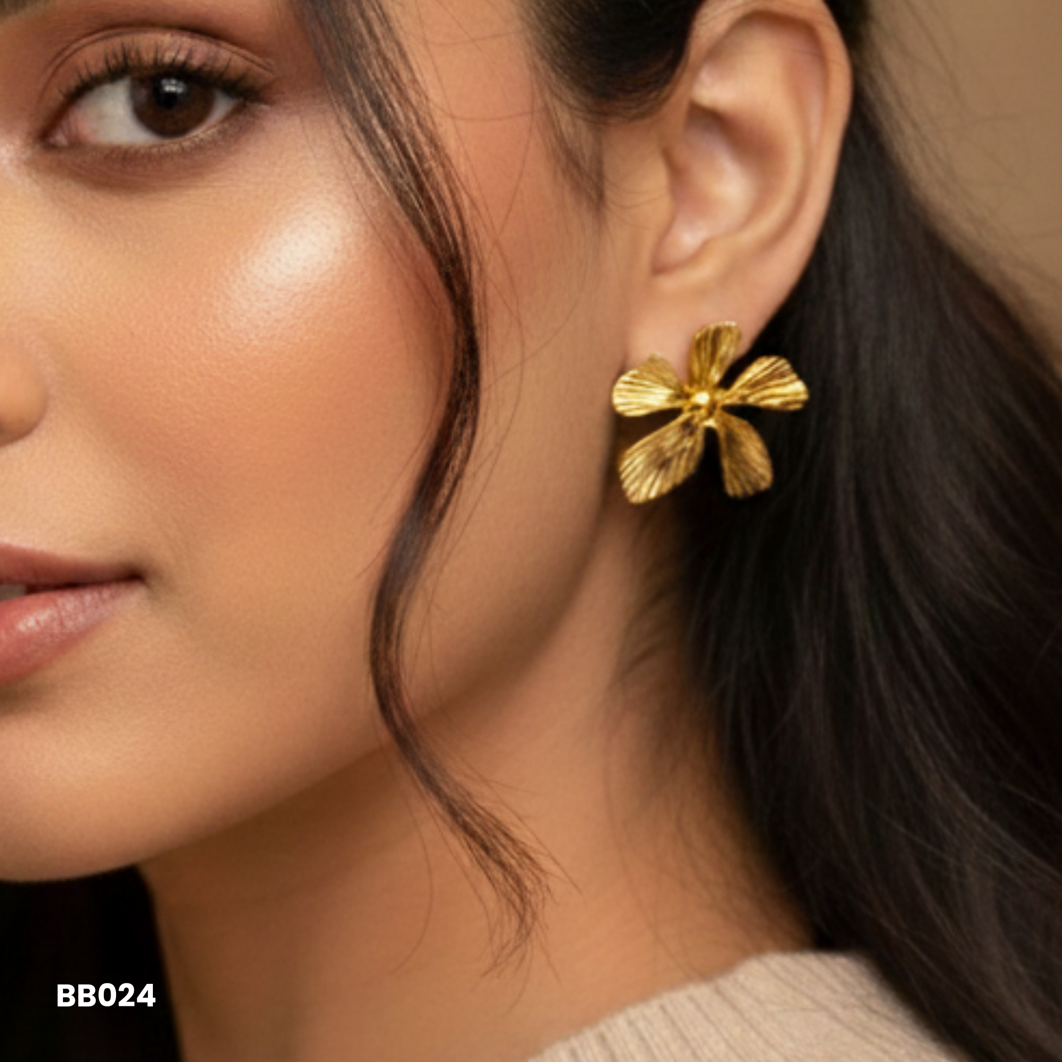 Wild Orchid Pleated Petal Anti Tarnish Earrings