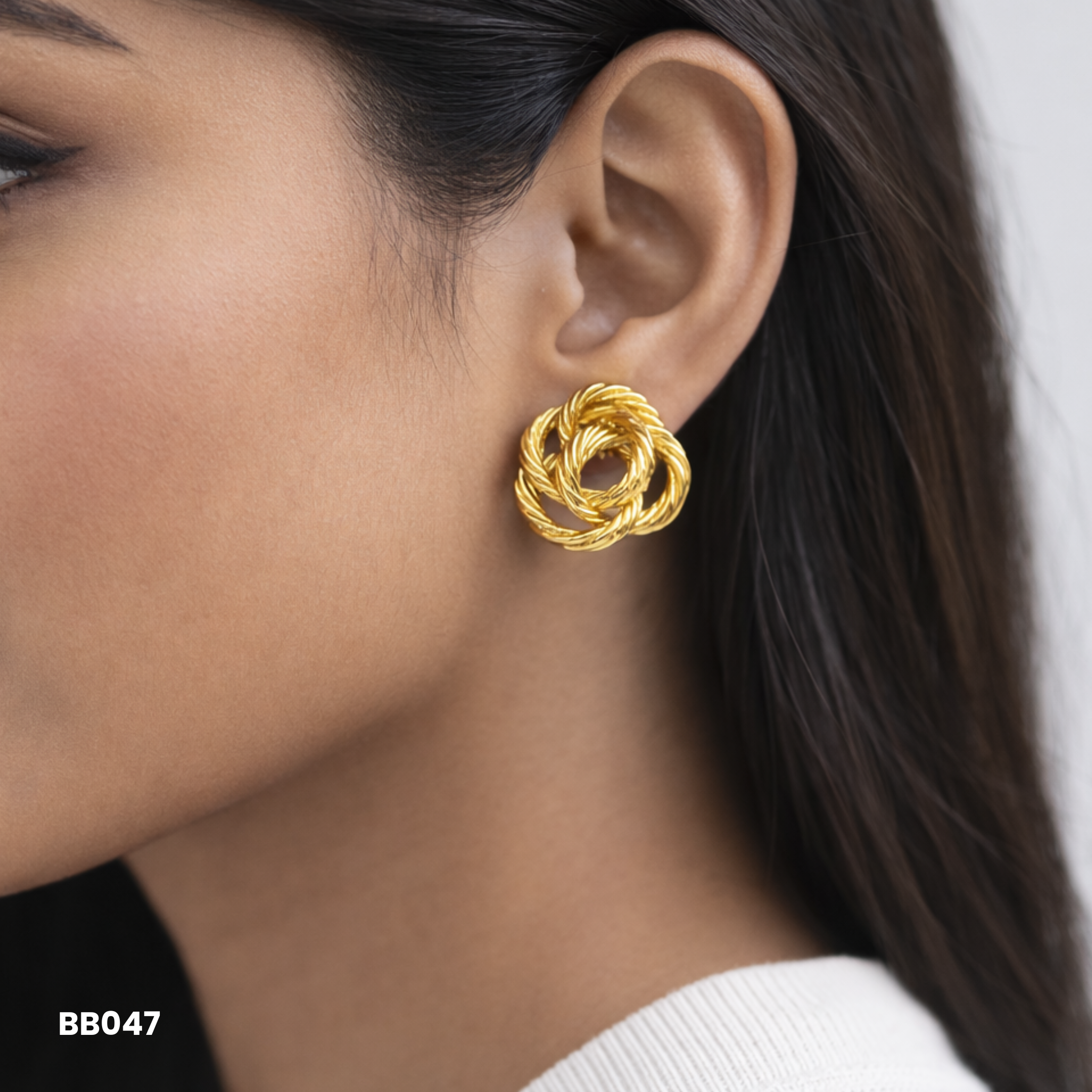 Verona Chunky Twist Stud Earrings | Anti-Tarnish Gold Woven Knot Studs