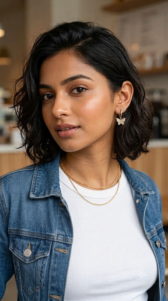 Anti-Tarnish Gold Huggie Hoop Earring Set (3 Pairs) – Crystal Butterfly & Clover Earrings Combo