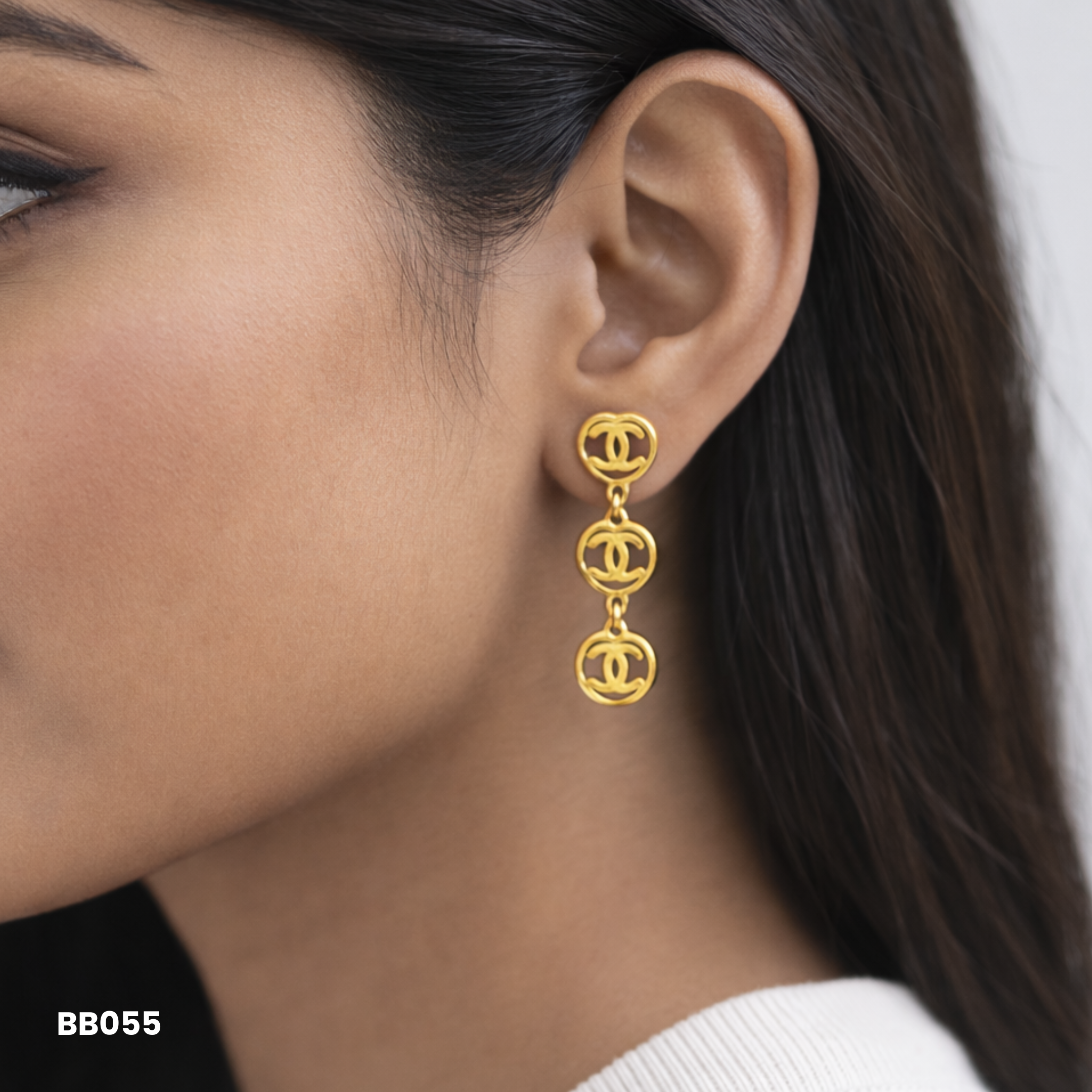Gold Heart Link Dangle Anti Tarnish Earrings