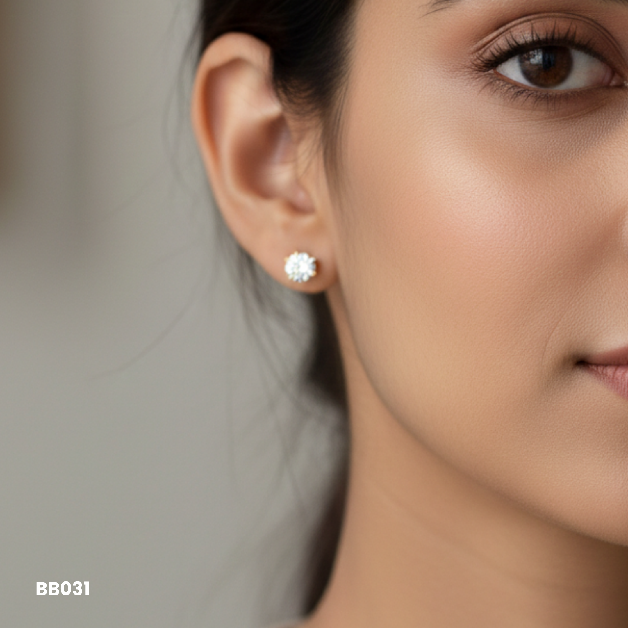 Gold Ribbed Botanical Anti Tarnish Stud Earrings