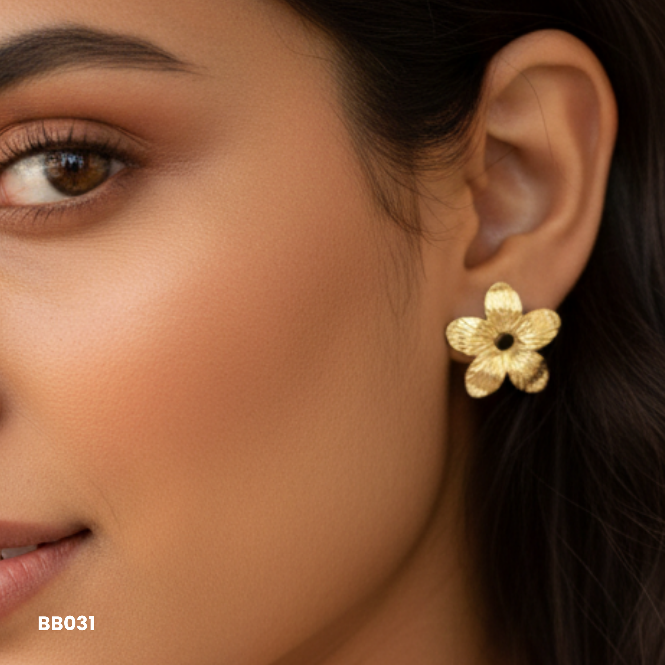 Gold Round Solitaire Anti Tarnish Stud Earrings
