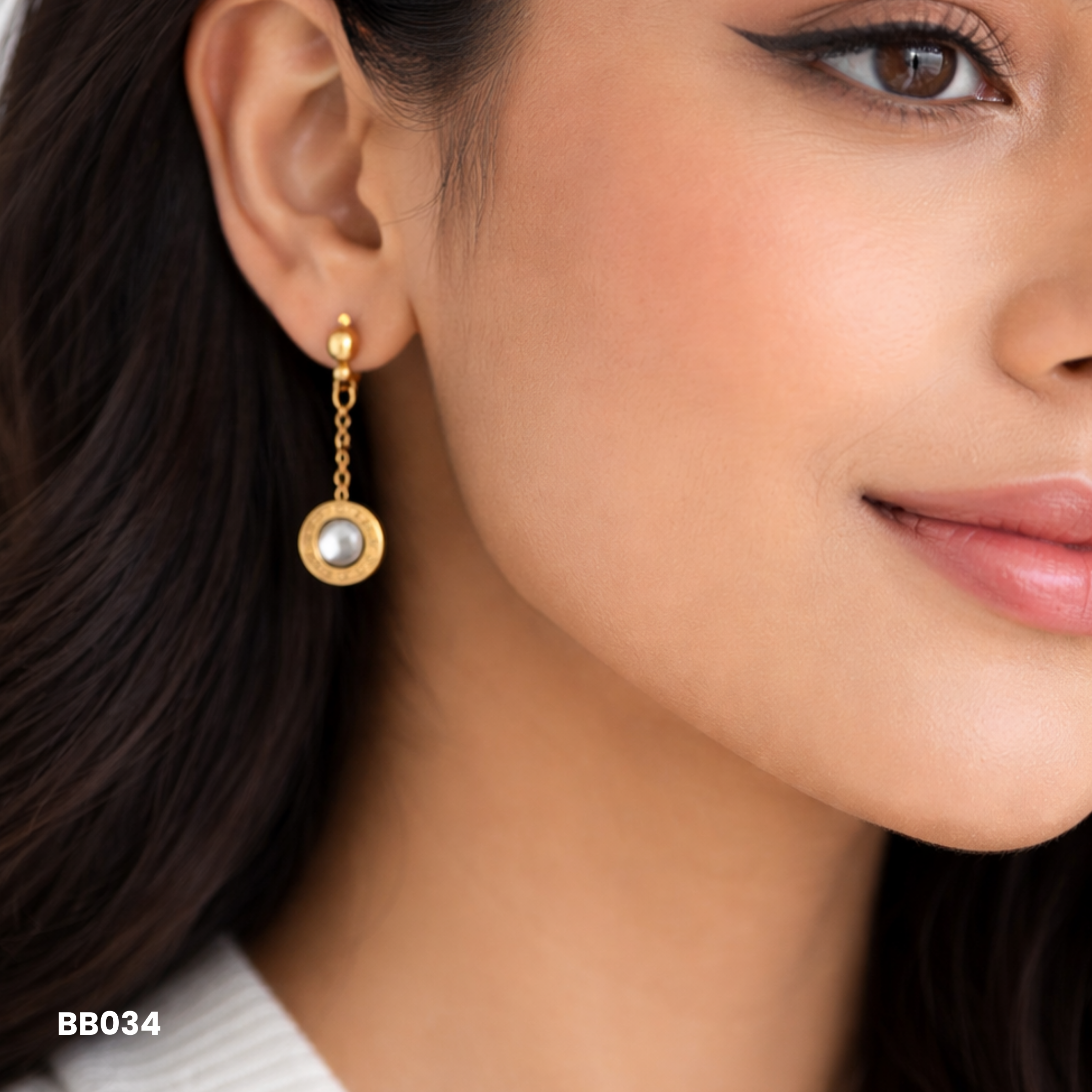 Gold Geometric Circle Drop Anti Tarnish Earrings