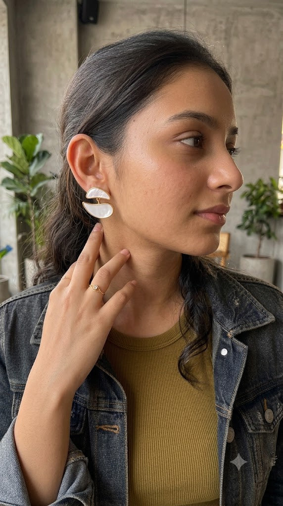 Abstract Pearl Designer Earrings for Women - Statement Earrings