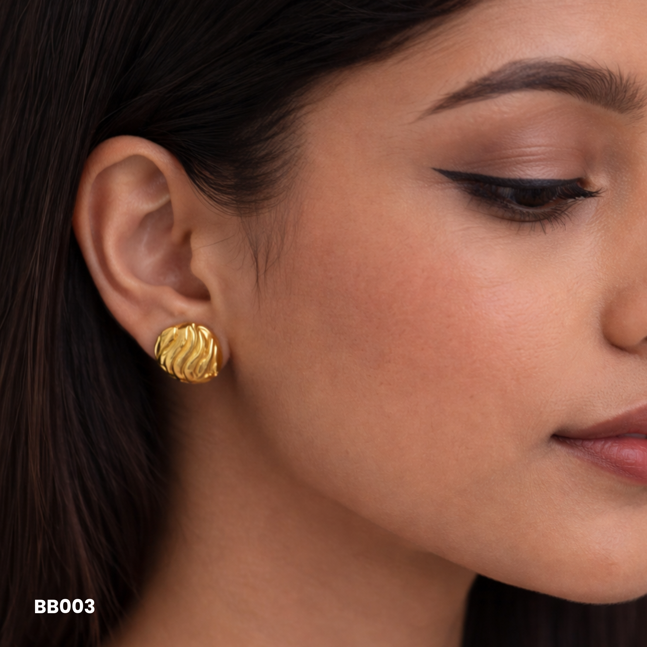 Golden Ripple Anti-Tarnish Earrings