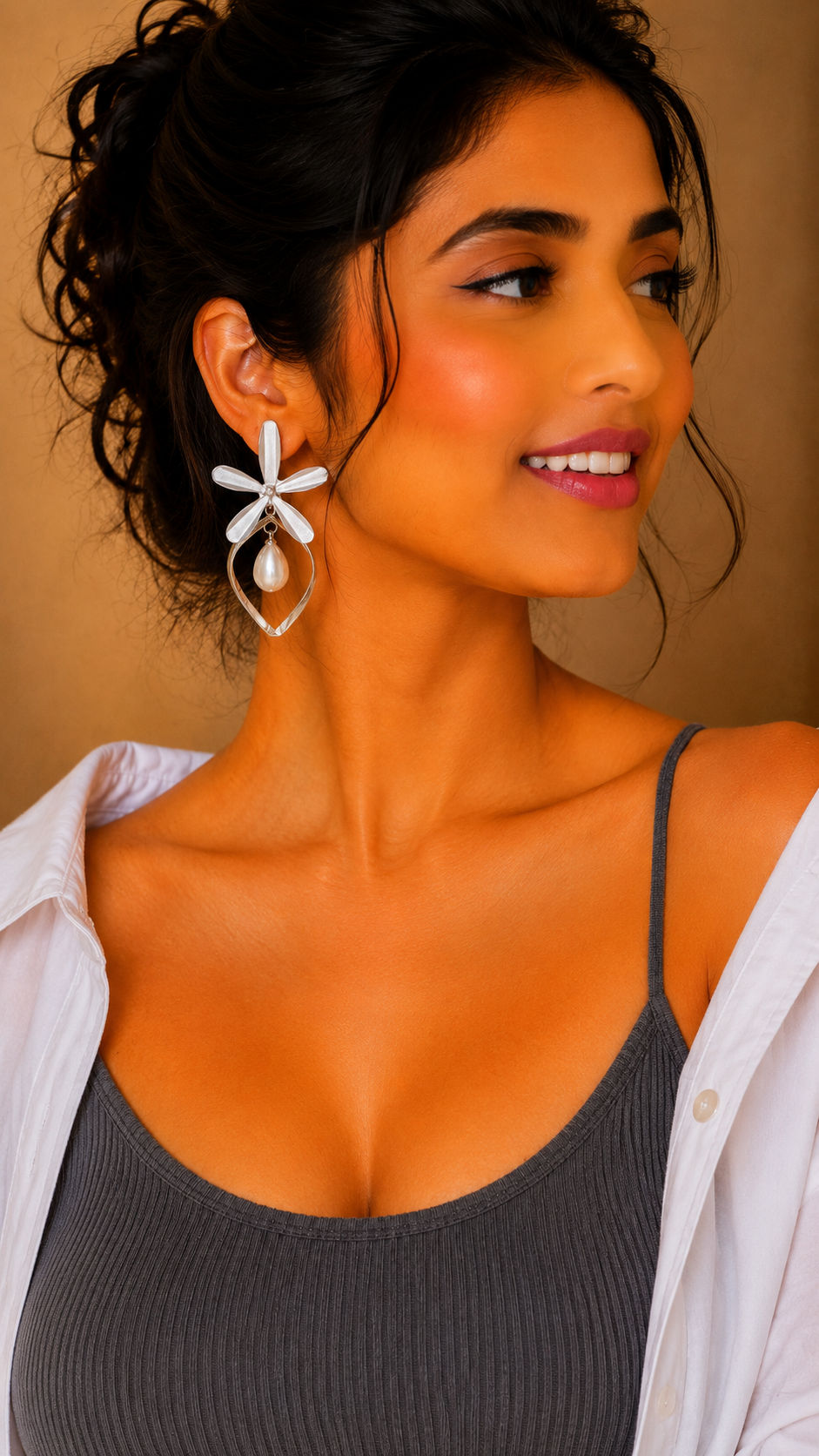 Floral Pearl Drop Designer Earrings for Women | Premium Statement Earrings