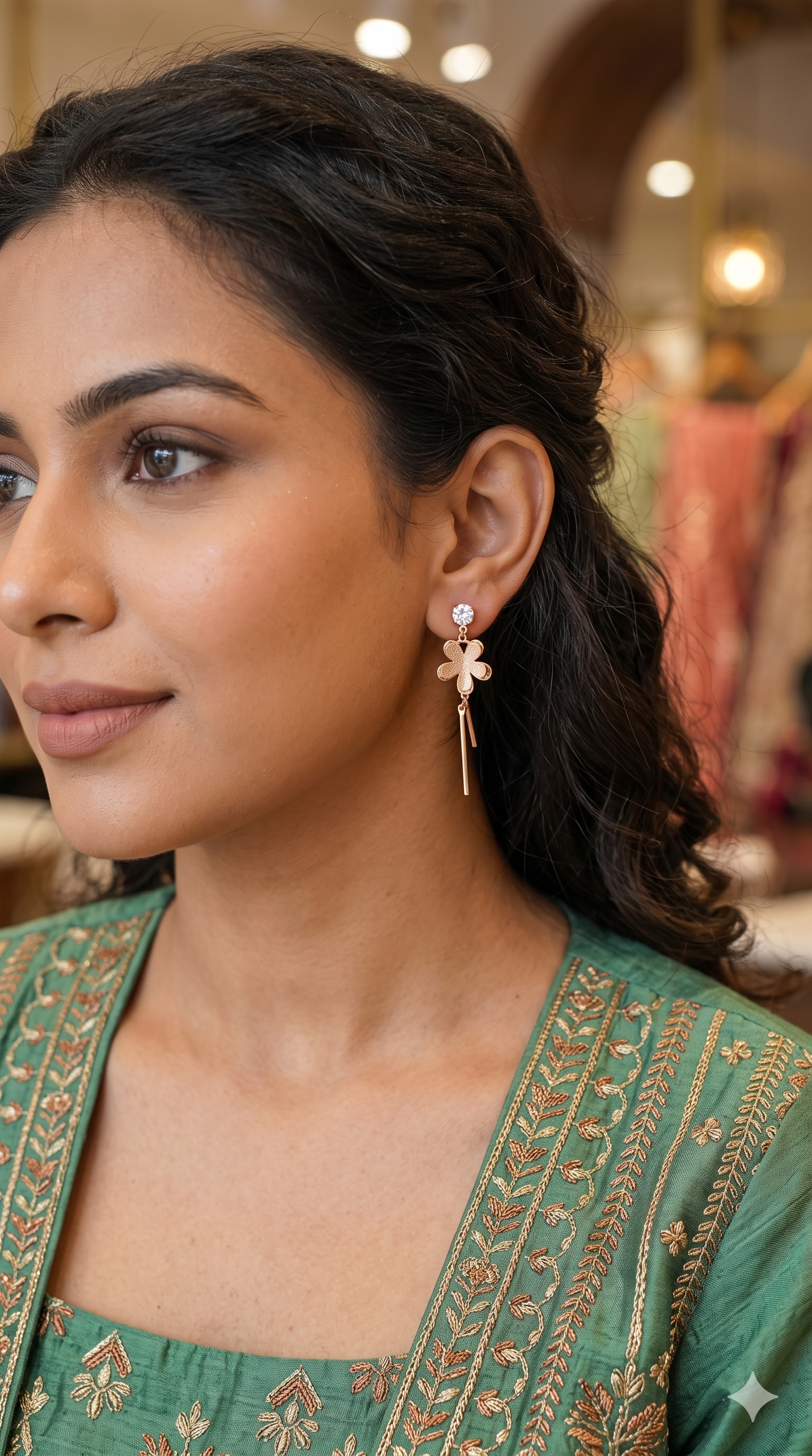 Dainty Metallic Linear Tassel Earrings – Textured Charm Drop Earrings with Linear Beads