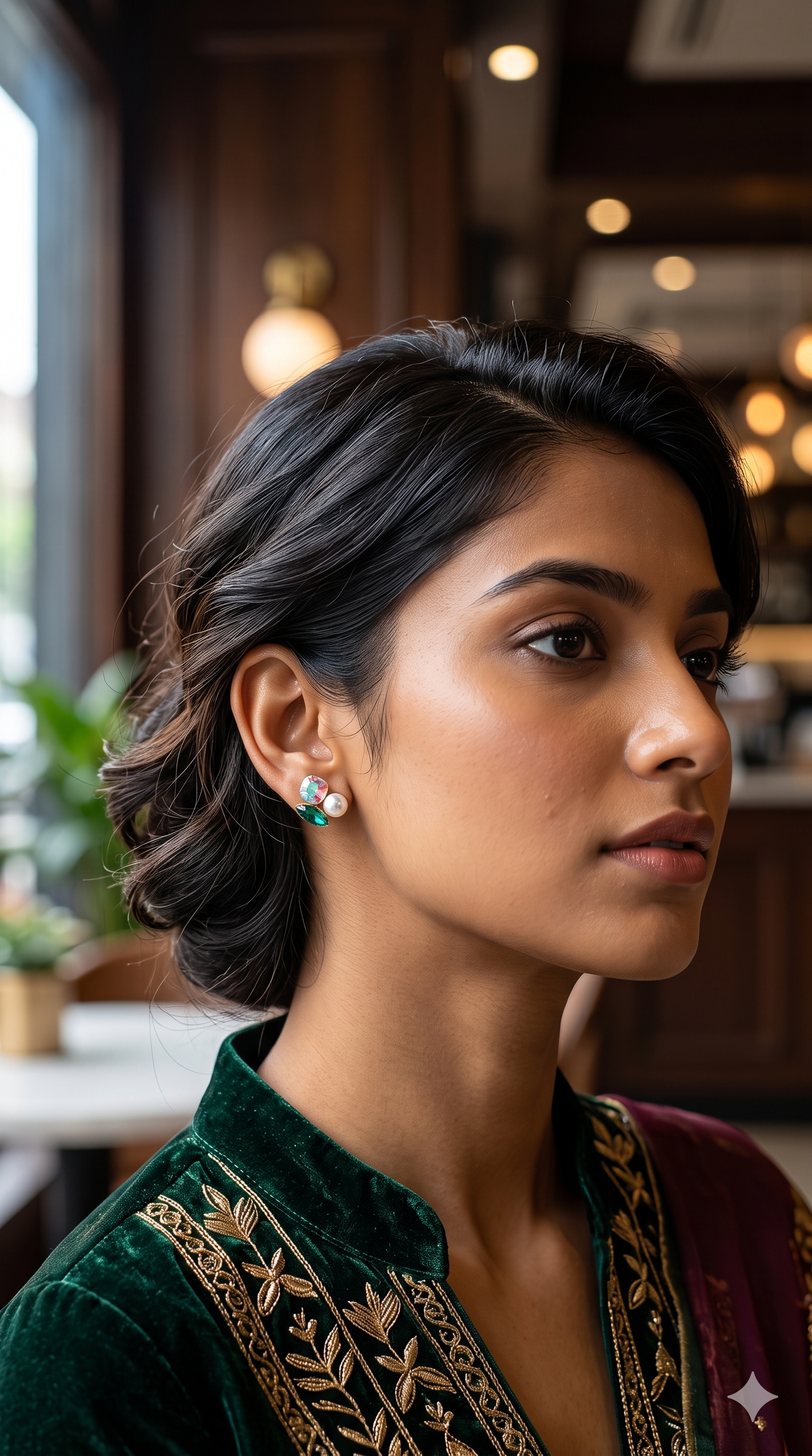 Iridescent Crystal Pearl Cluster Stud Earrings | Asymmetric Multi-Stone Fashion Earrings