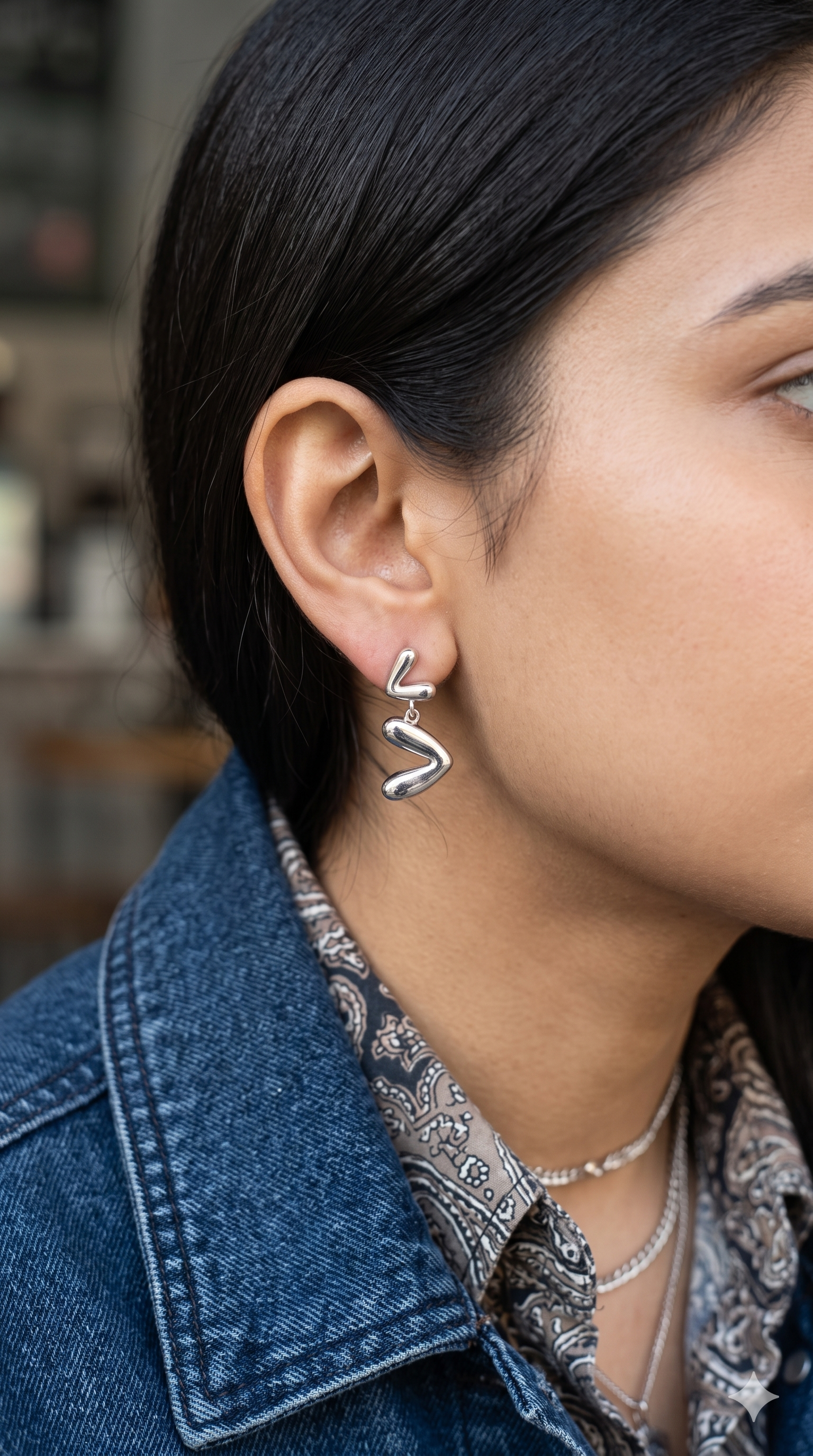 Chunky Abstract Lightning Bolt Stud Earrings / Zig Zag Fashion Earrings