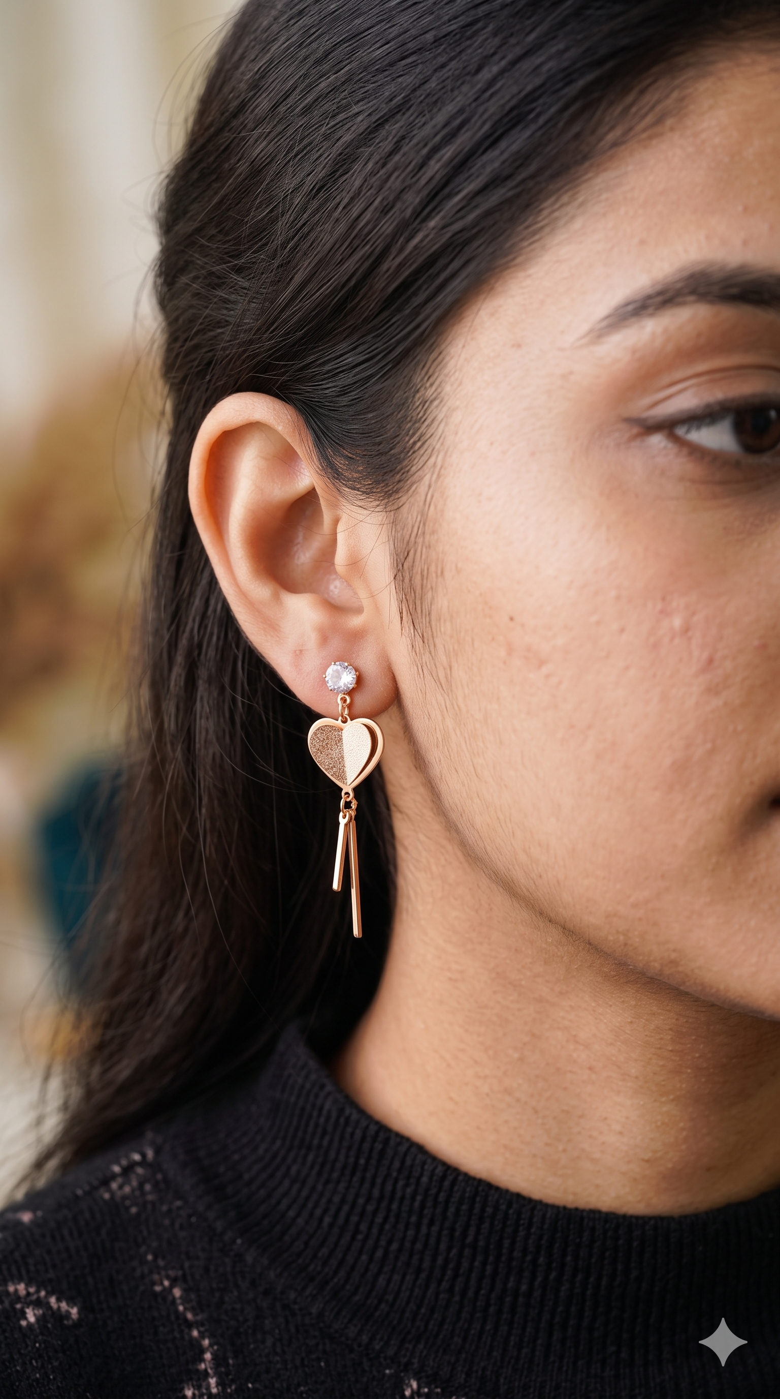Dainty Metallic Linear Tassel Earrings – Textured Charm Drop Earrings with Linear Beads