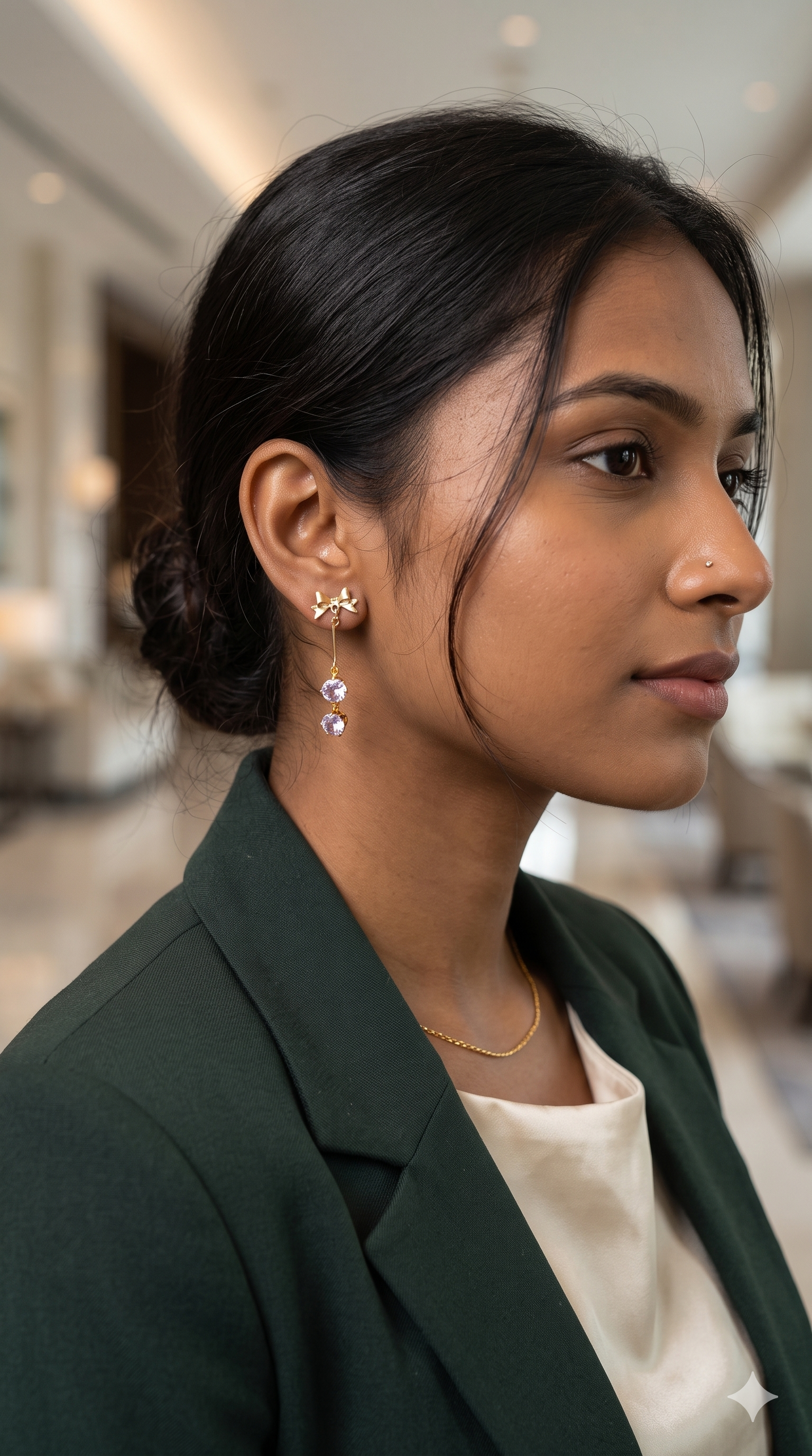 Dainty Metallic Linear Tassel Earrings – Textured Charm Drop Earrings with Linear Beads