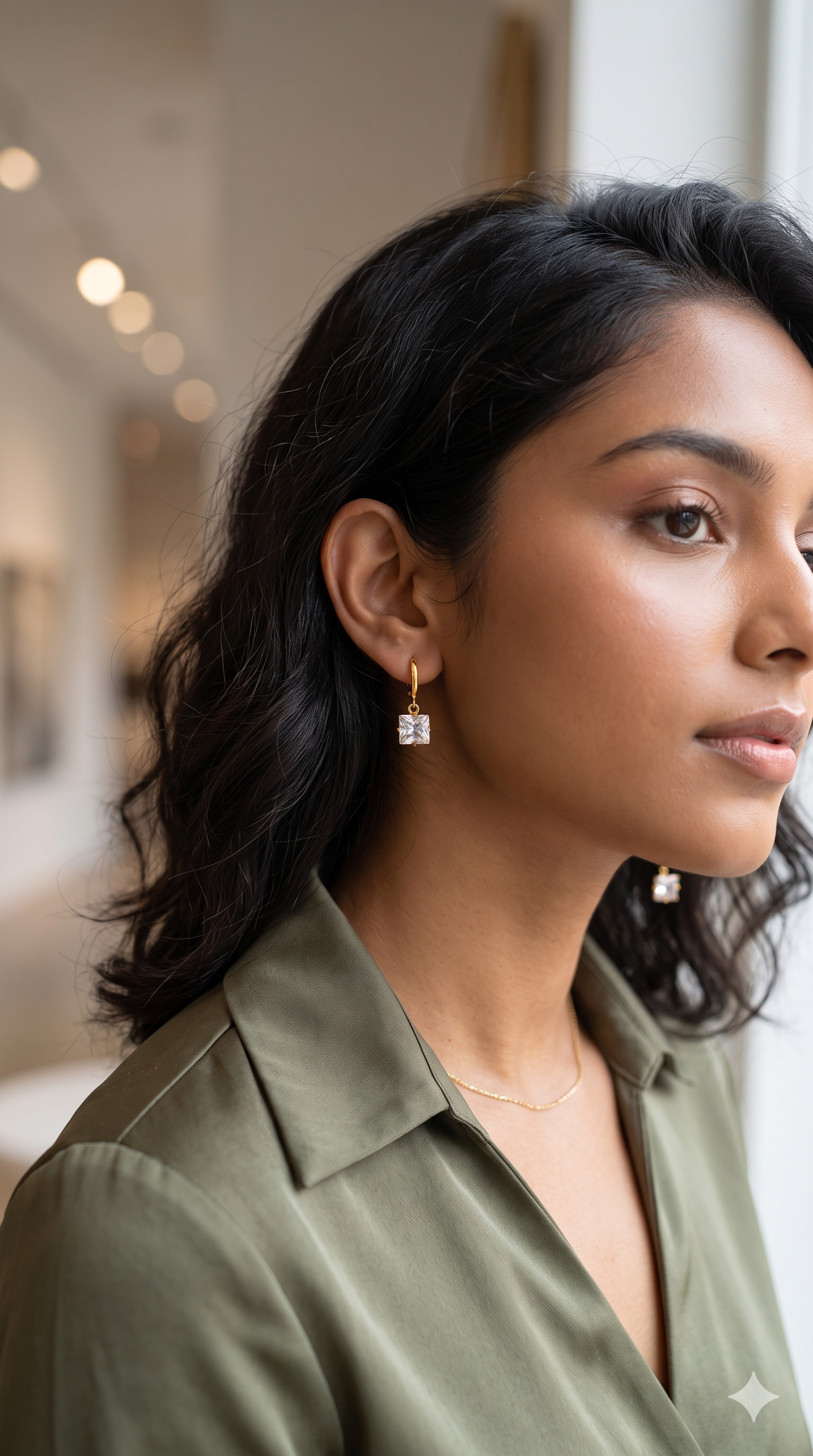 Gold Tone Crystal Drop Hoop Earrings1