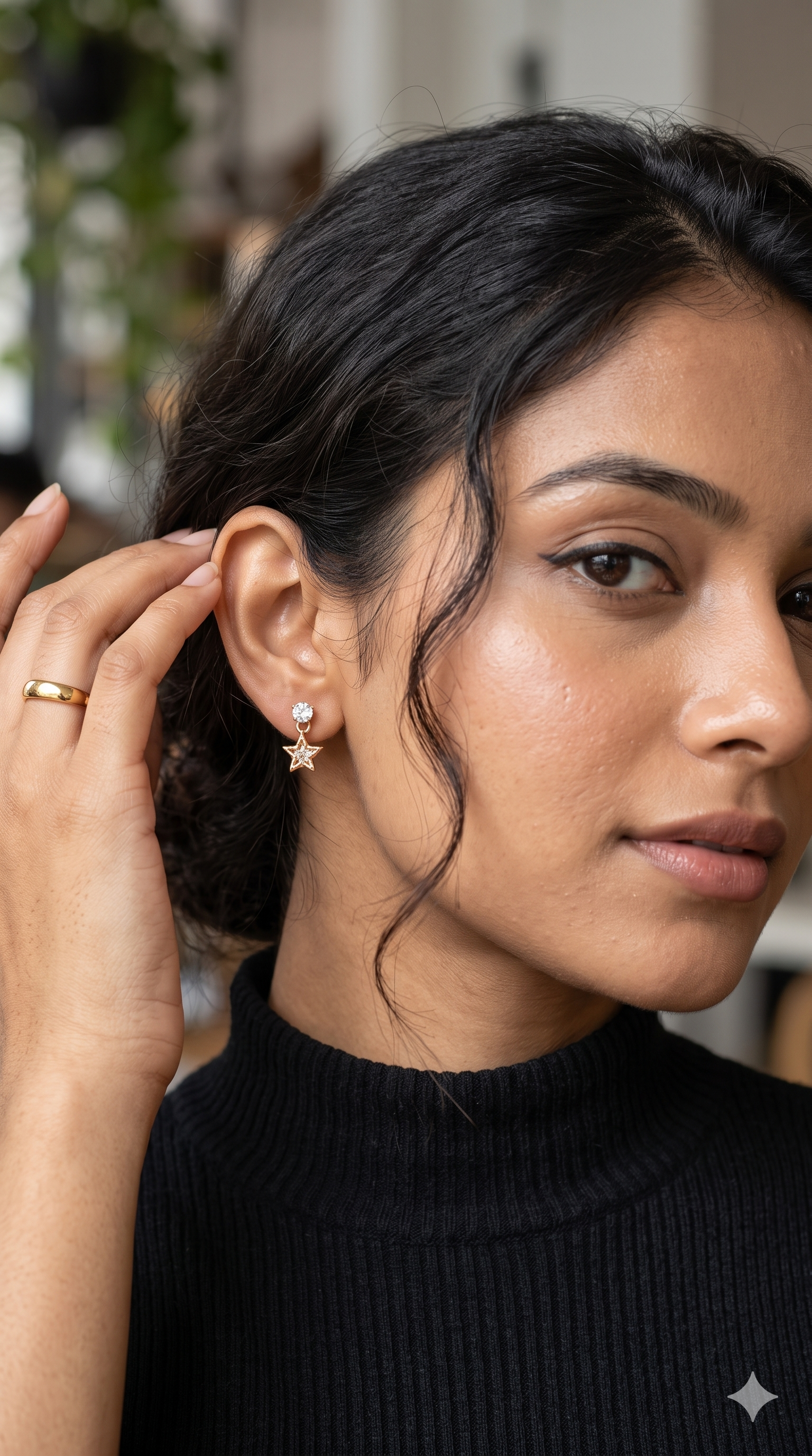 Vintage Style Crystal Drop Gold Earrings – Gold Tone Geometric Fashion Studs