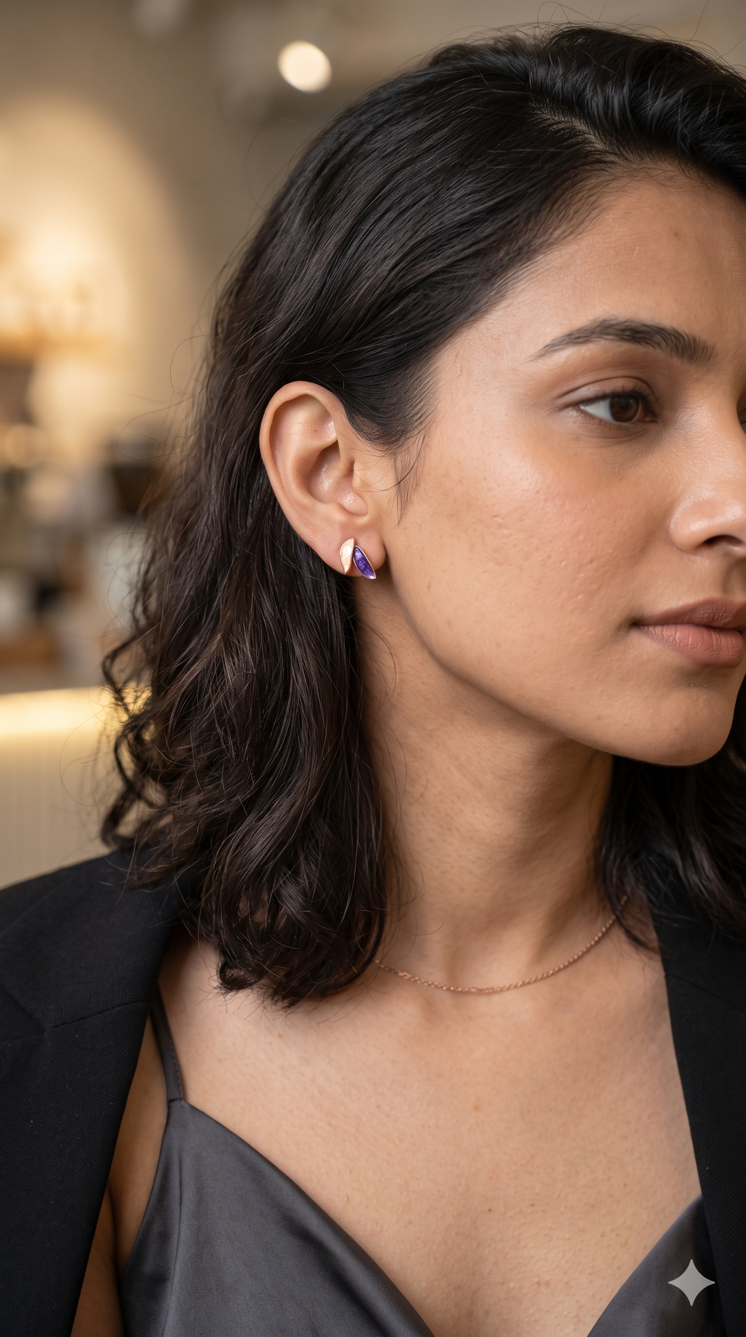 Enamel Double Leaf Stud Earrings – Dainty Two-Tone Botanical Fashion Studs