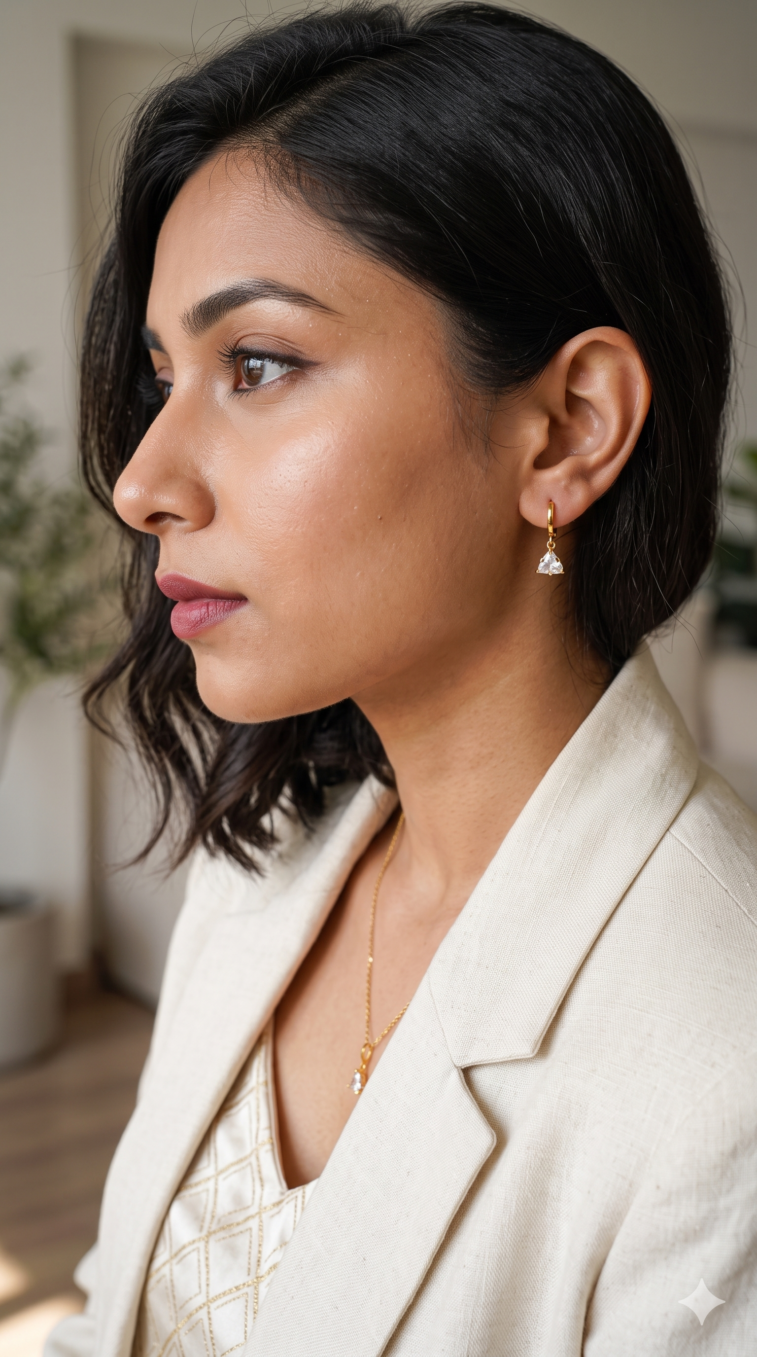 Gold Tone Crystal Drop Hoop Earrings1