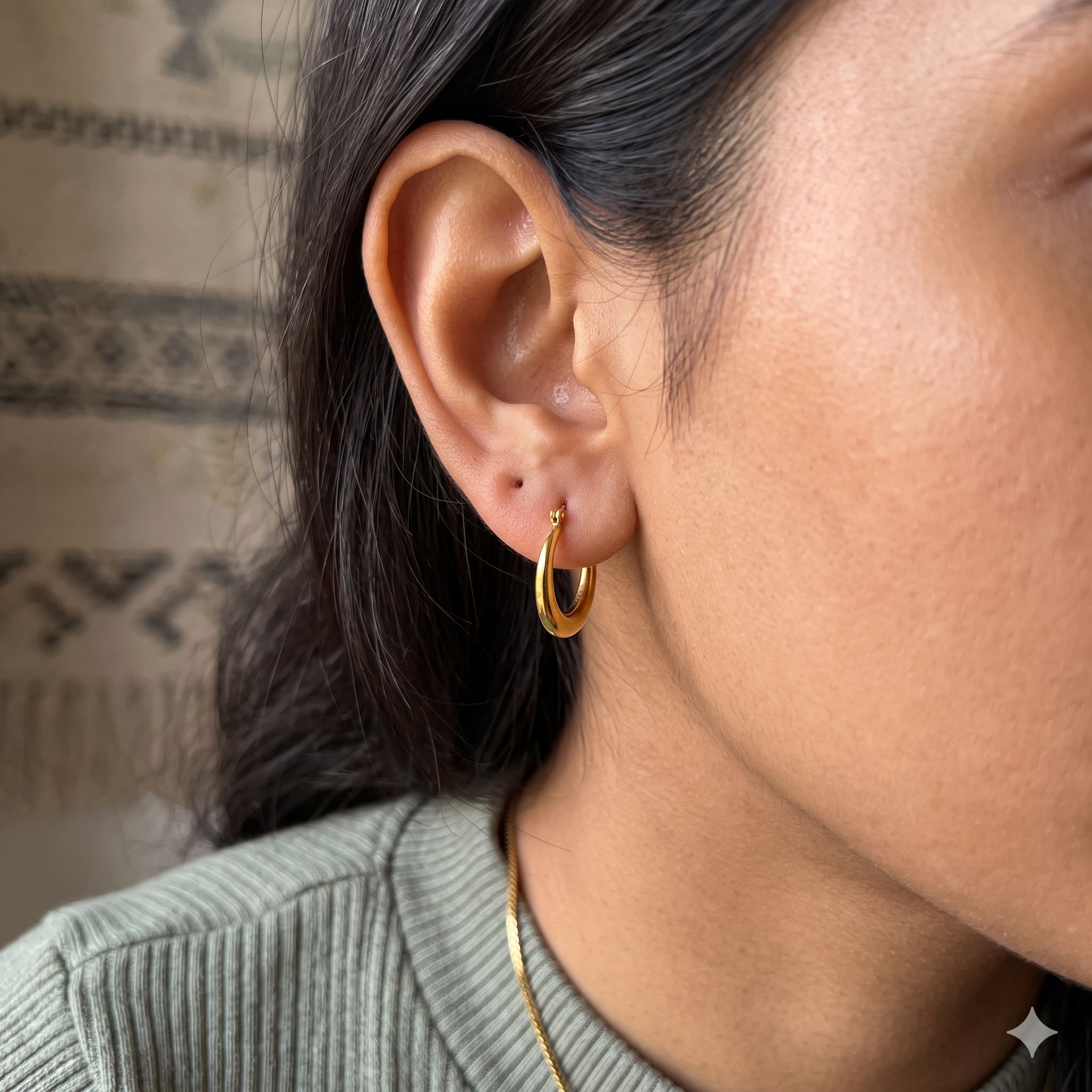 The Golden Crescent Anti Tarnish Hoops