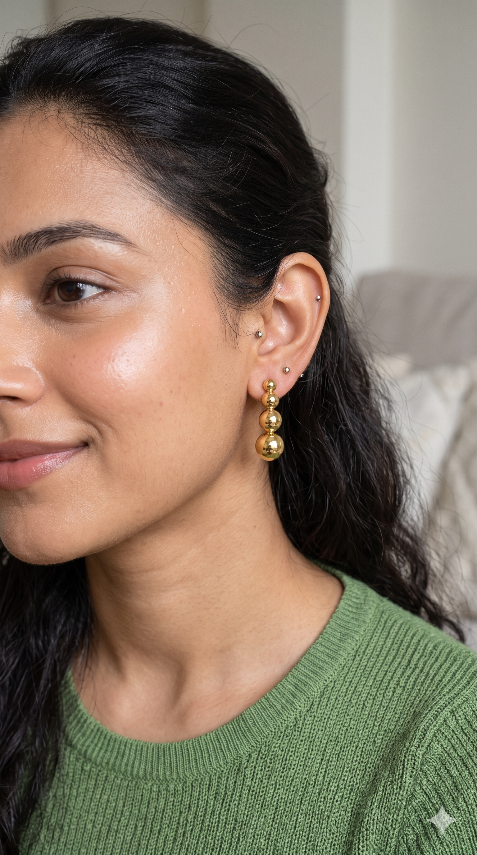 Chunky Gold Stacked Sphere Stud Earrings | 3-Tier and 4-Tier Gold Ball Drop Fashion Jewelry