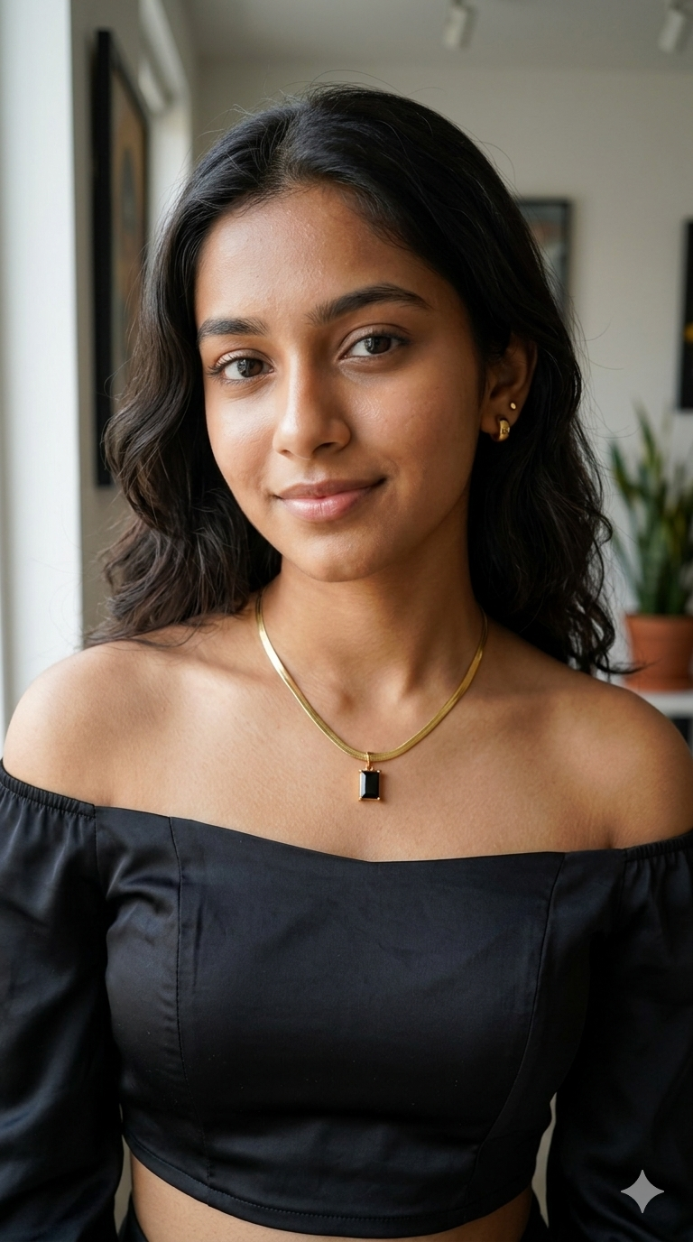 Gold Plated Minimalist Green Stone Pendant Necklace – Anti-Tarnish Daily Wear Jewelry