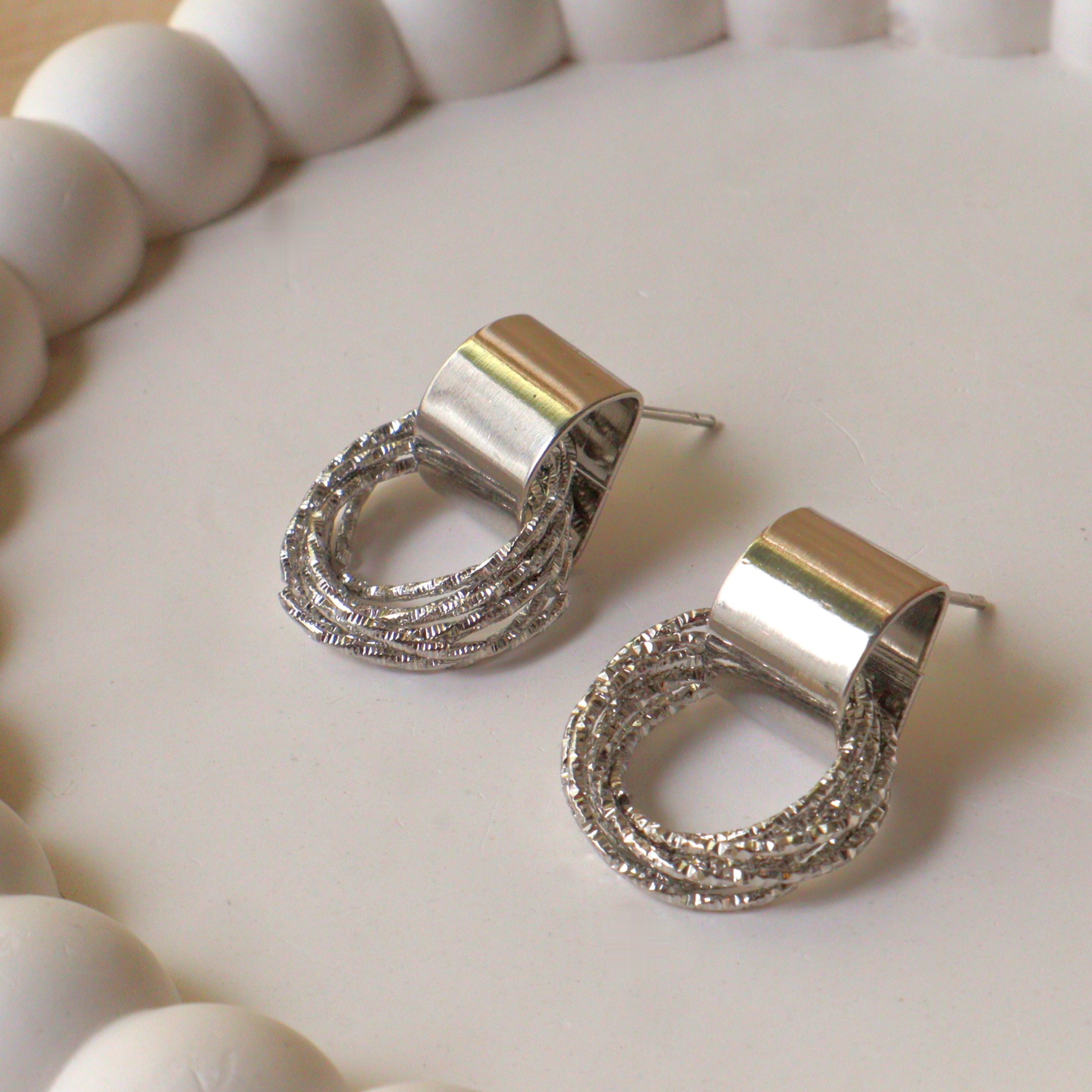 Textured Ring Dangle Earrings