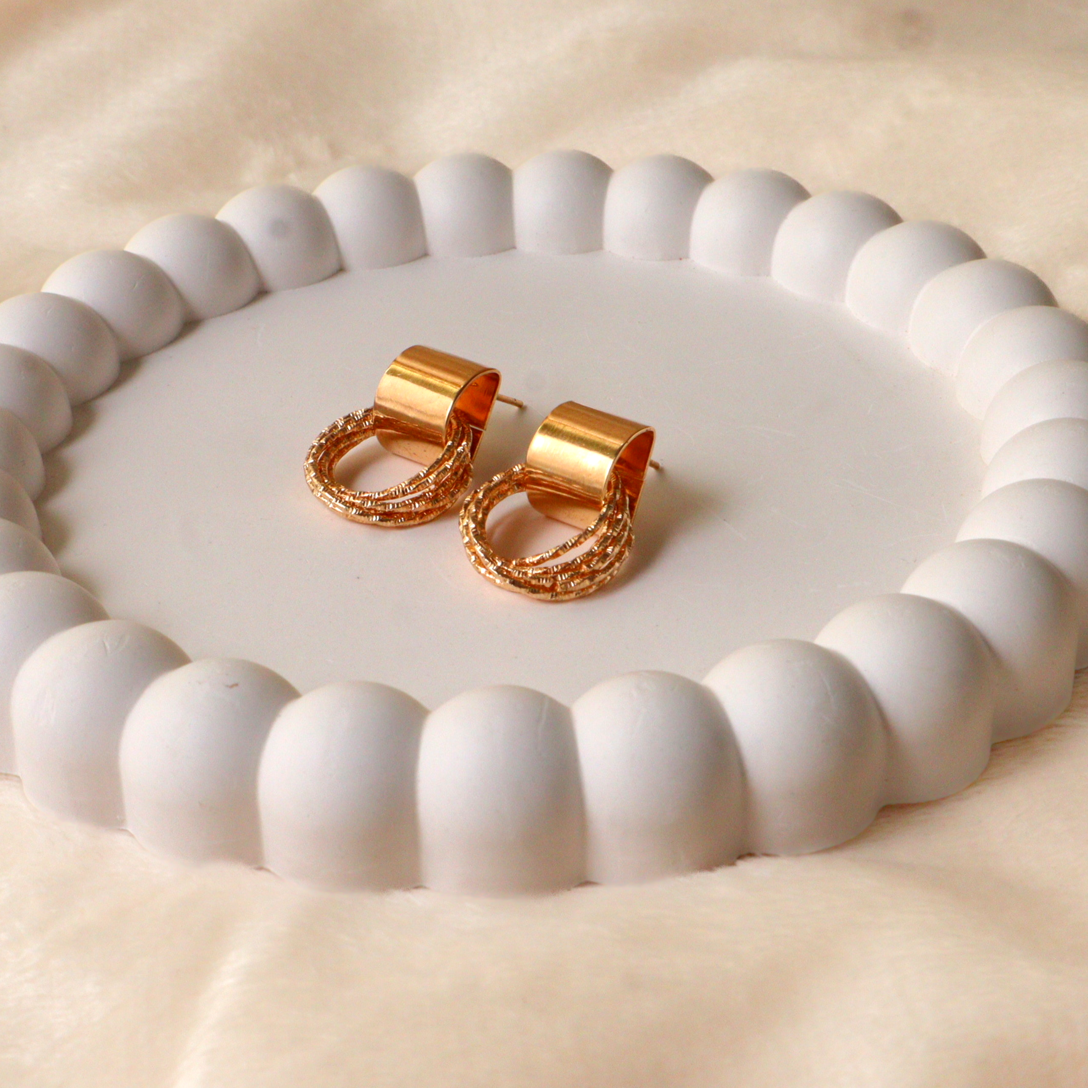 Textured Ring Dangle Earrings
