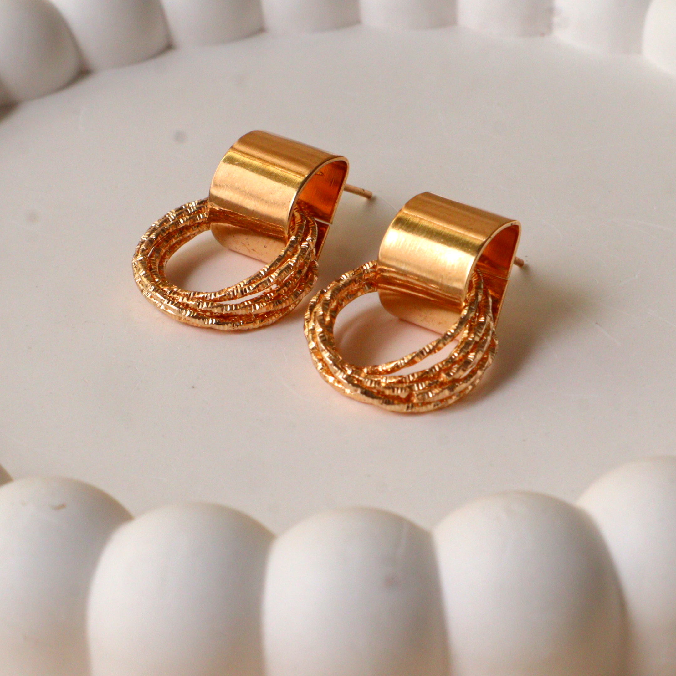 Textured Ring Dangle Earrings