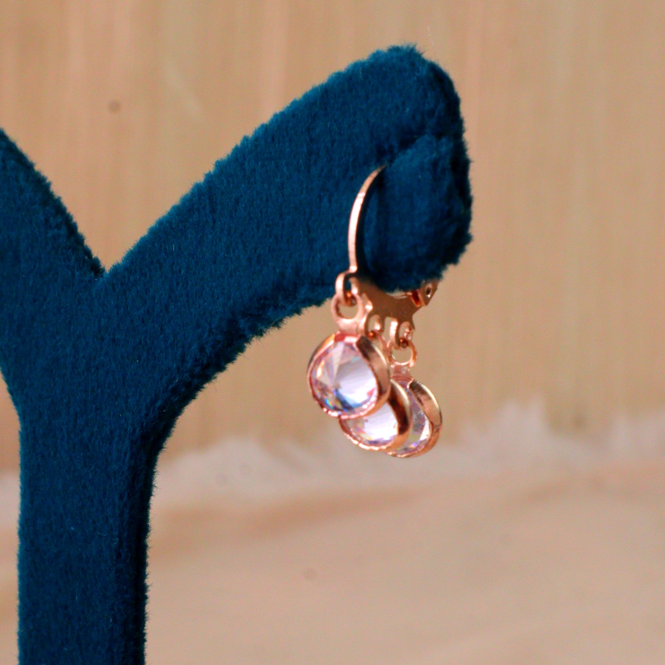 Dainty Rose Gold Crystal Huggie Hoop Earrings