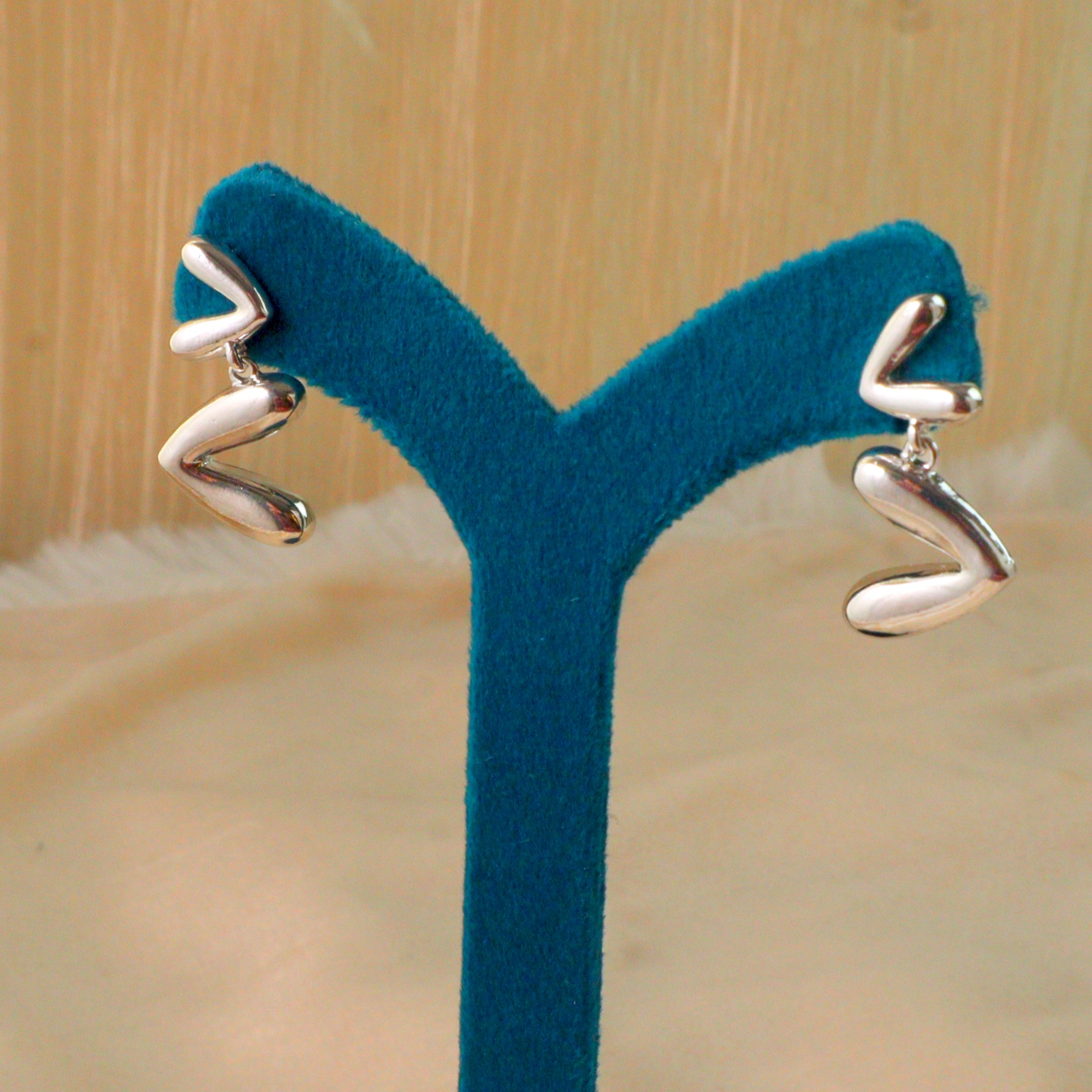 Chunky Abstract Lightning Bolt Stud Earrings / Zig Zag Fashion Earrings