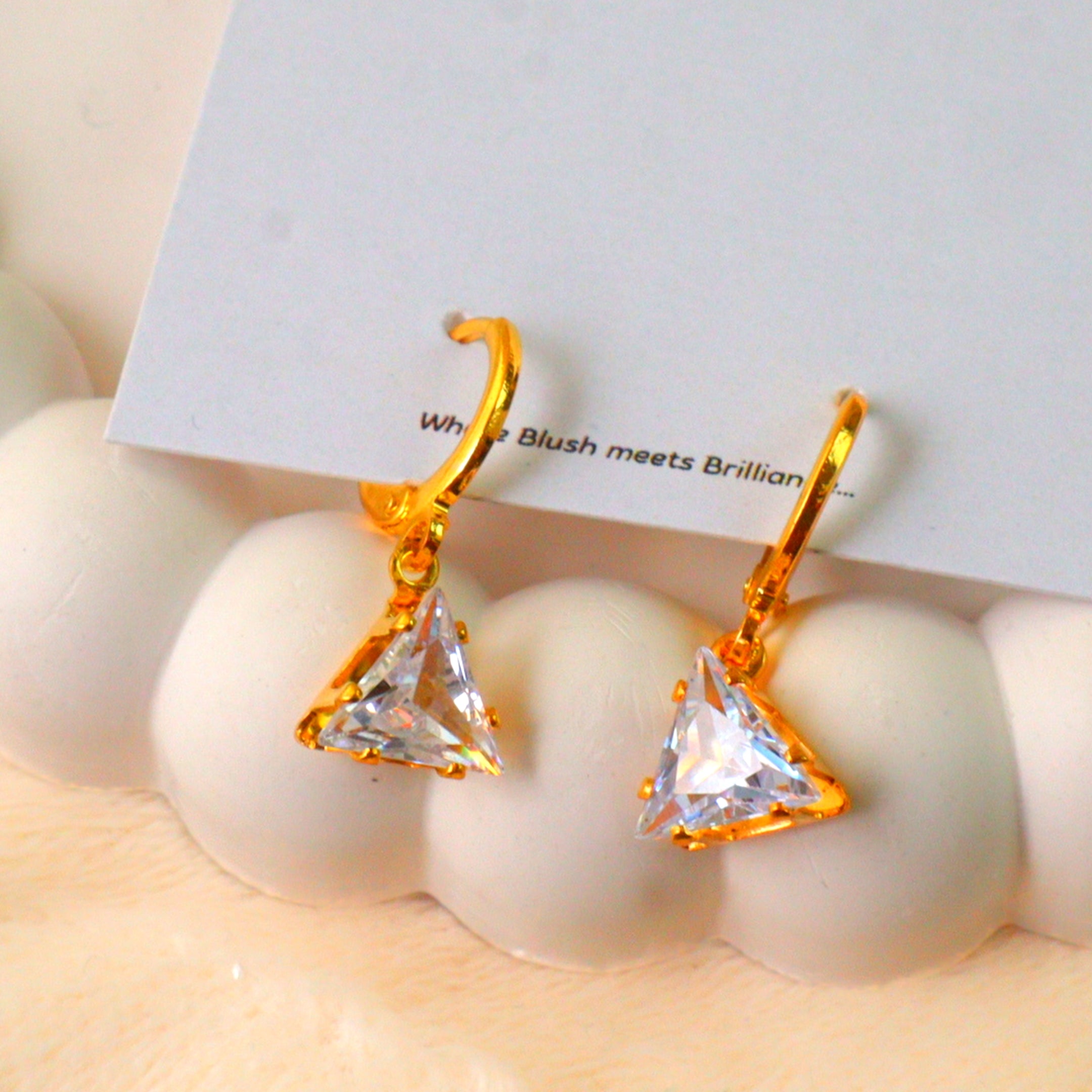 Gold Tone Crystal Drop Hoop Earrings1