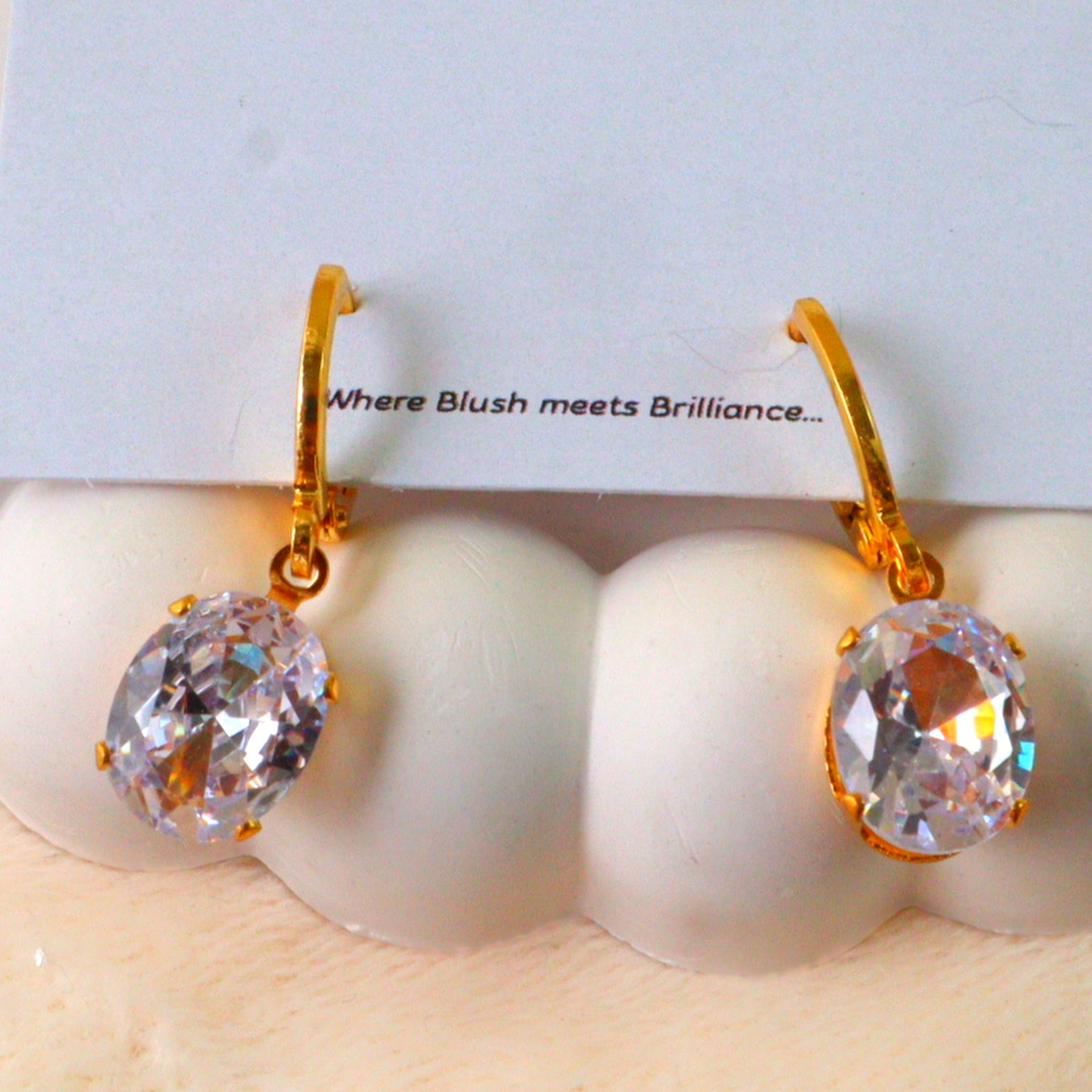 Gold Tone Crystal Drop Hoop Earrings1