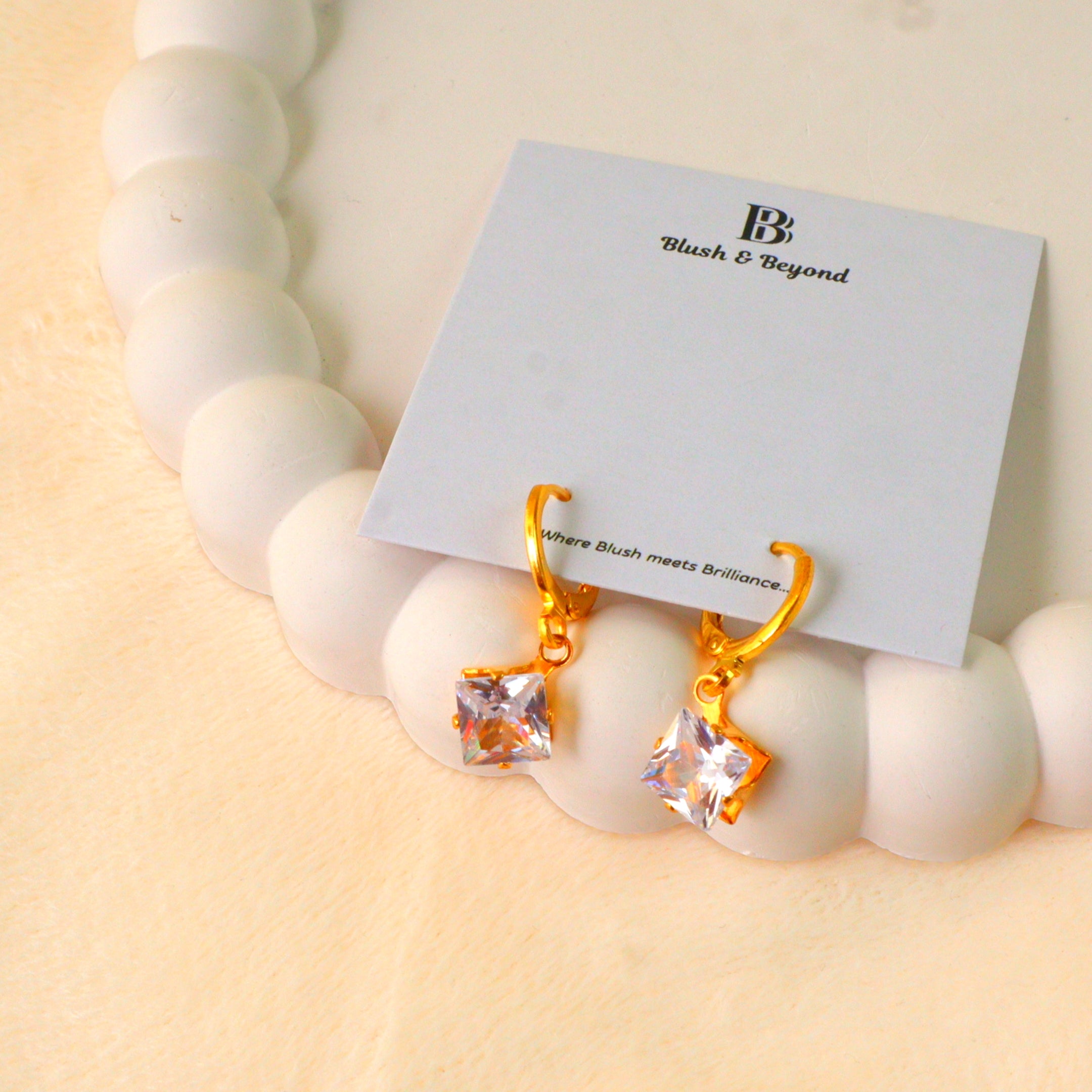 Gold Tone Crystal Drop Hoop Earrings1