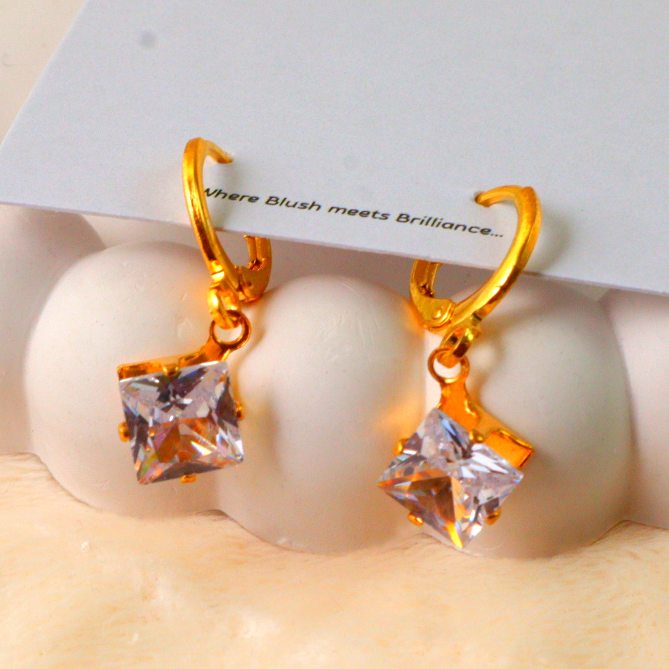 Gold Tone Crystal Drop Hoop Earrings1