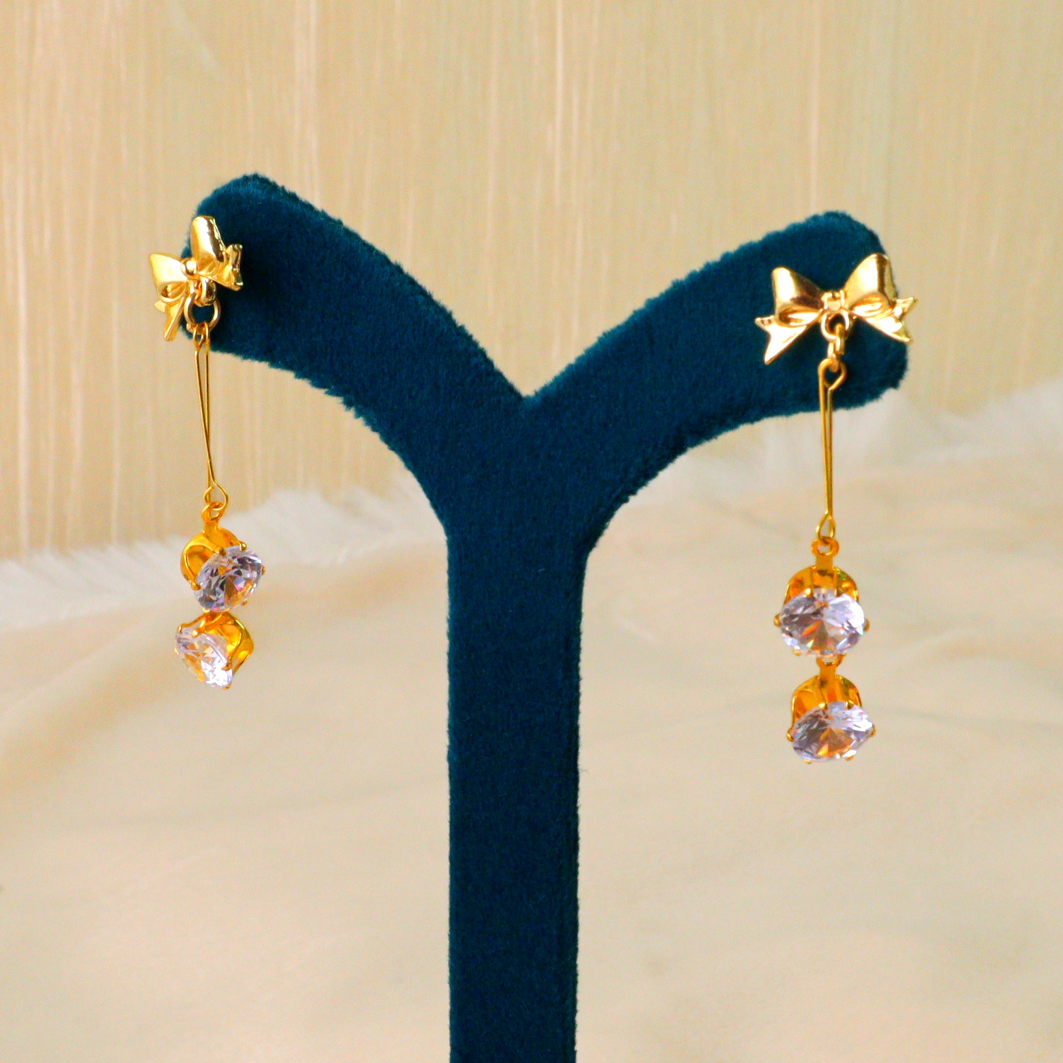 Dainty Metallic Linear Tassel Earrings – Textured Charm Drop Earrings with Linear Beads
