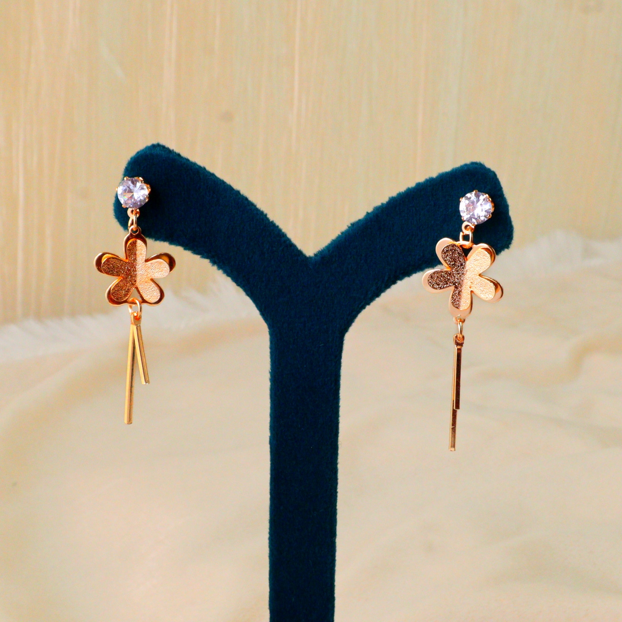 Dainty Metallic Linear Tassel Earrings – Textured Charm Drop Earrings with Linear Beads