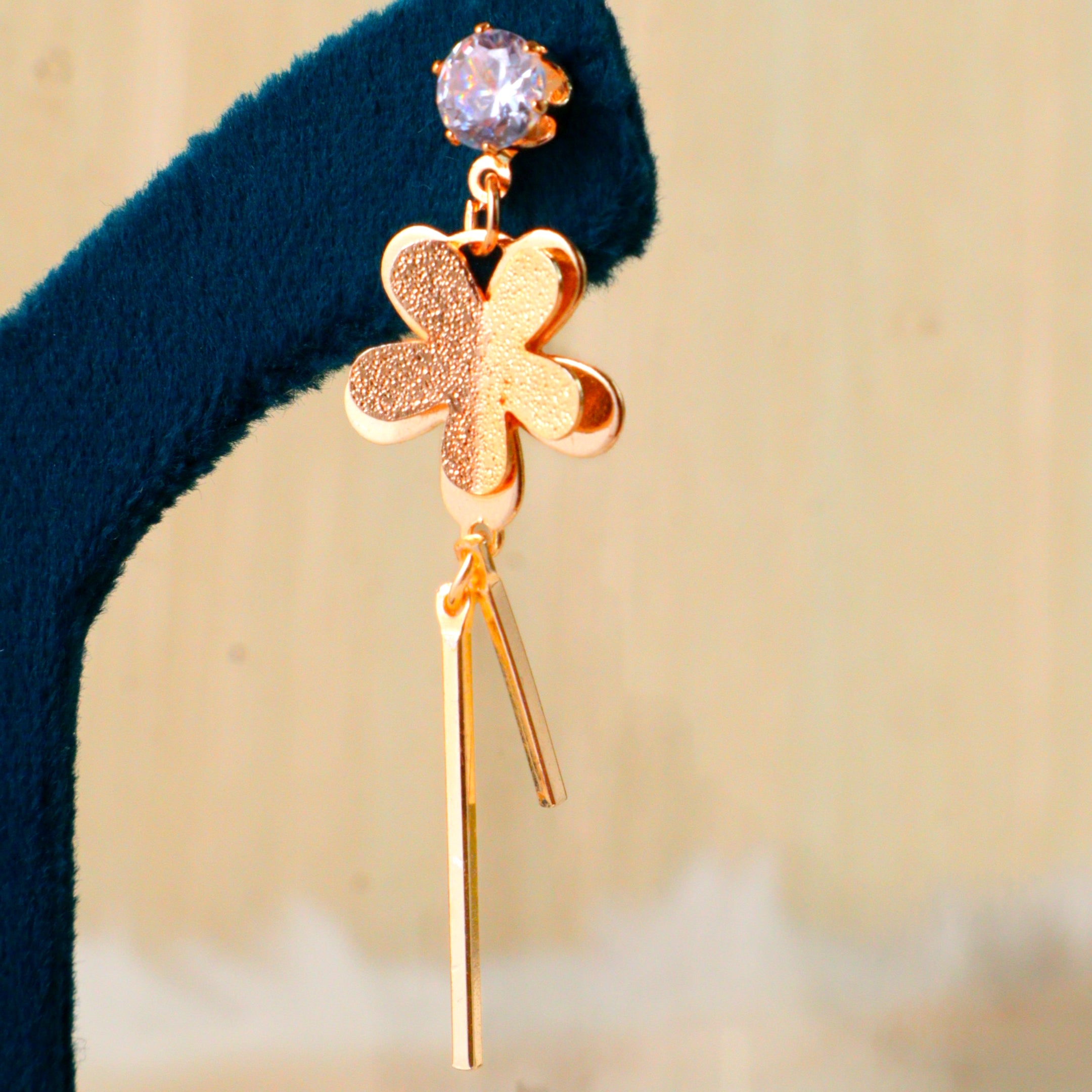 Dainty Metallic Linear Tassel Earrings – Textured Charm Drop Earrings with Linear Beads