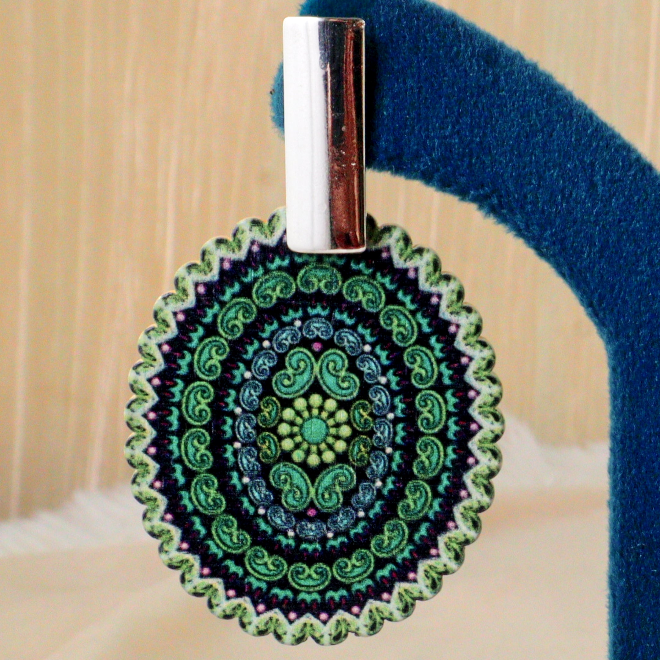Boho Mandala Printed Disc Drop Earrings