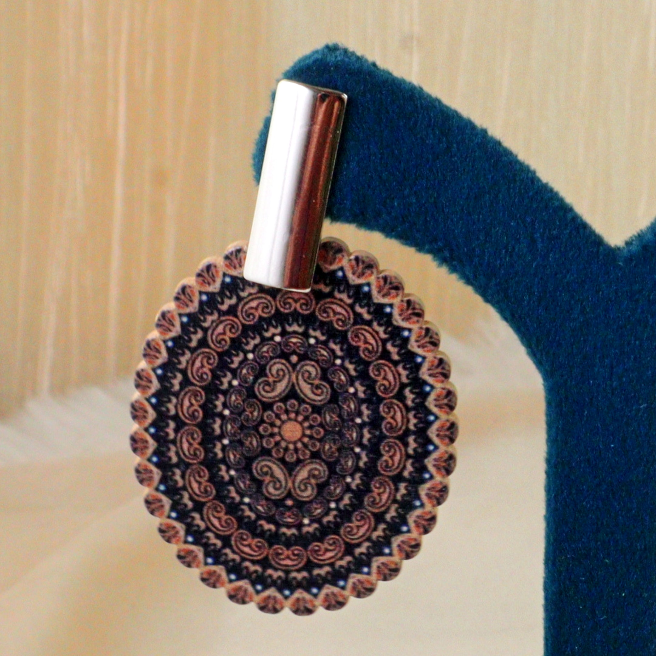 Boho Mandala Printed Disc Drop Earrings