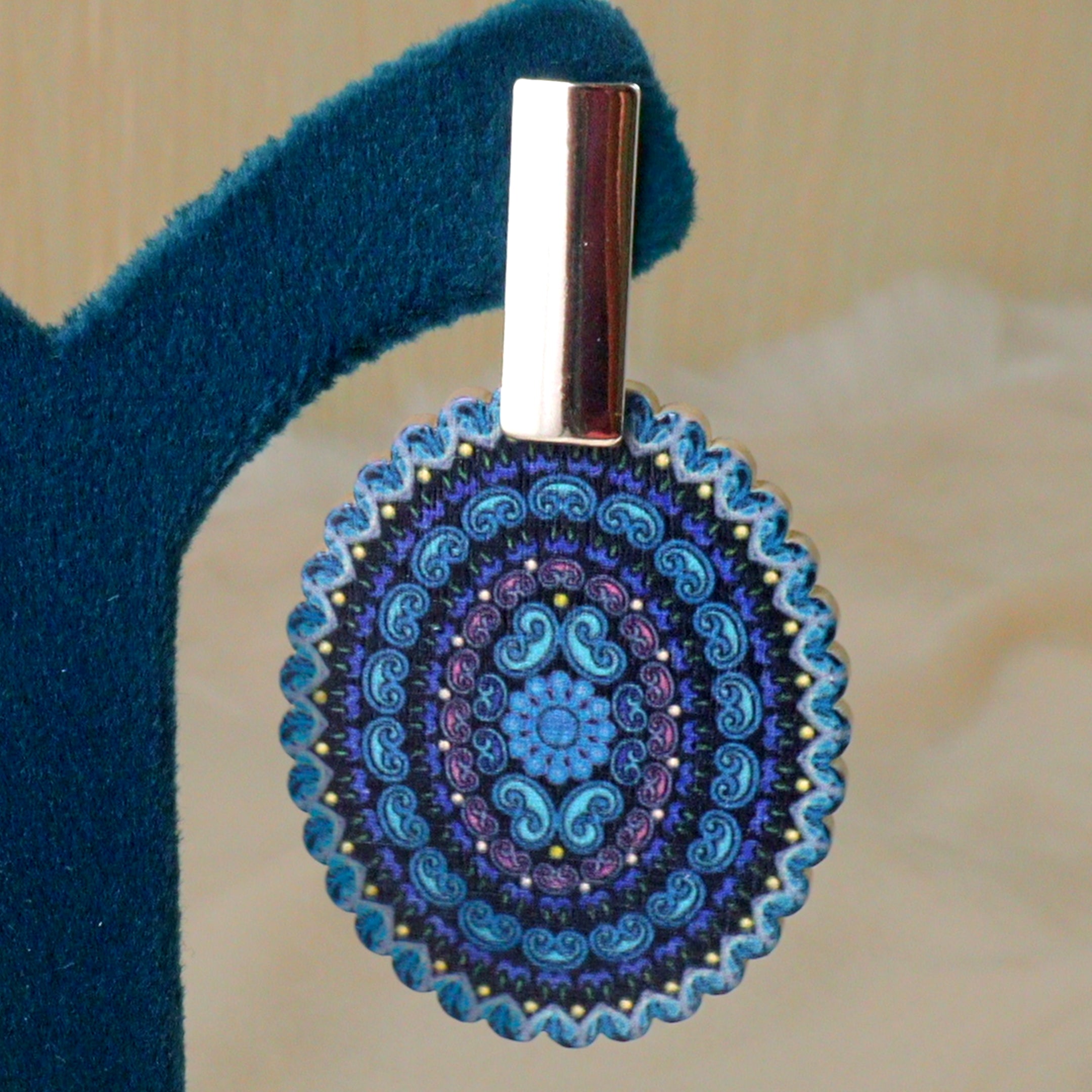 Boho Mandala Printed Disc Drop Earrings