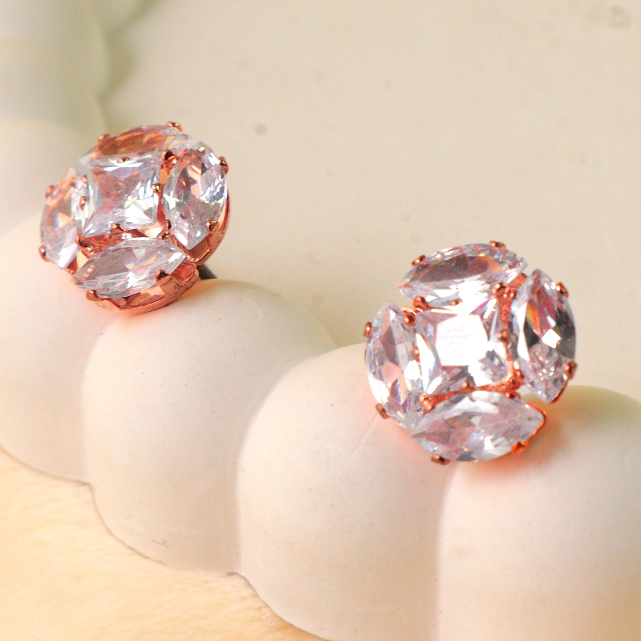 Chunky Crystal Cluster Stud Earrings – Luxury Geometric Diamond Style Earrings