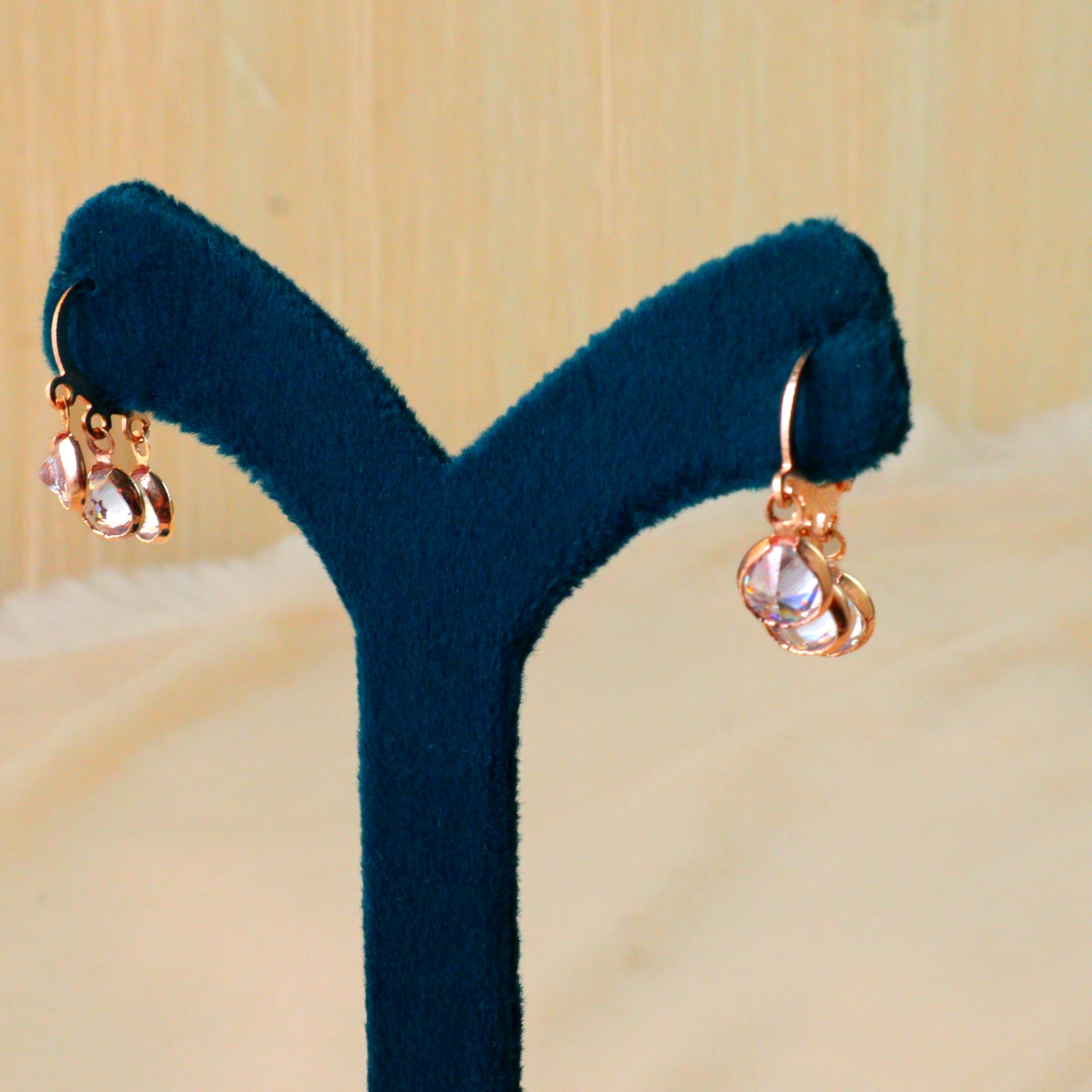 Dainty Rose Gold Crystal Huggie Hoop Earrings