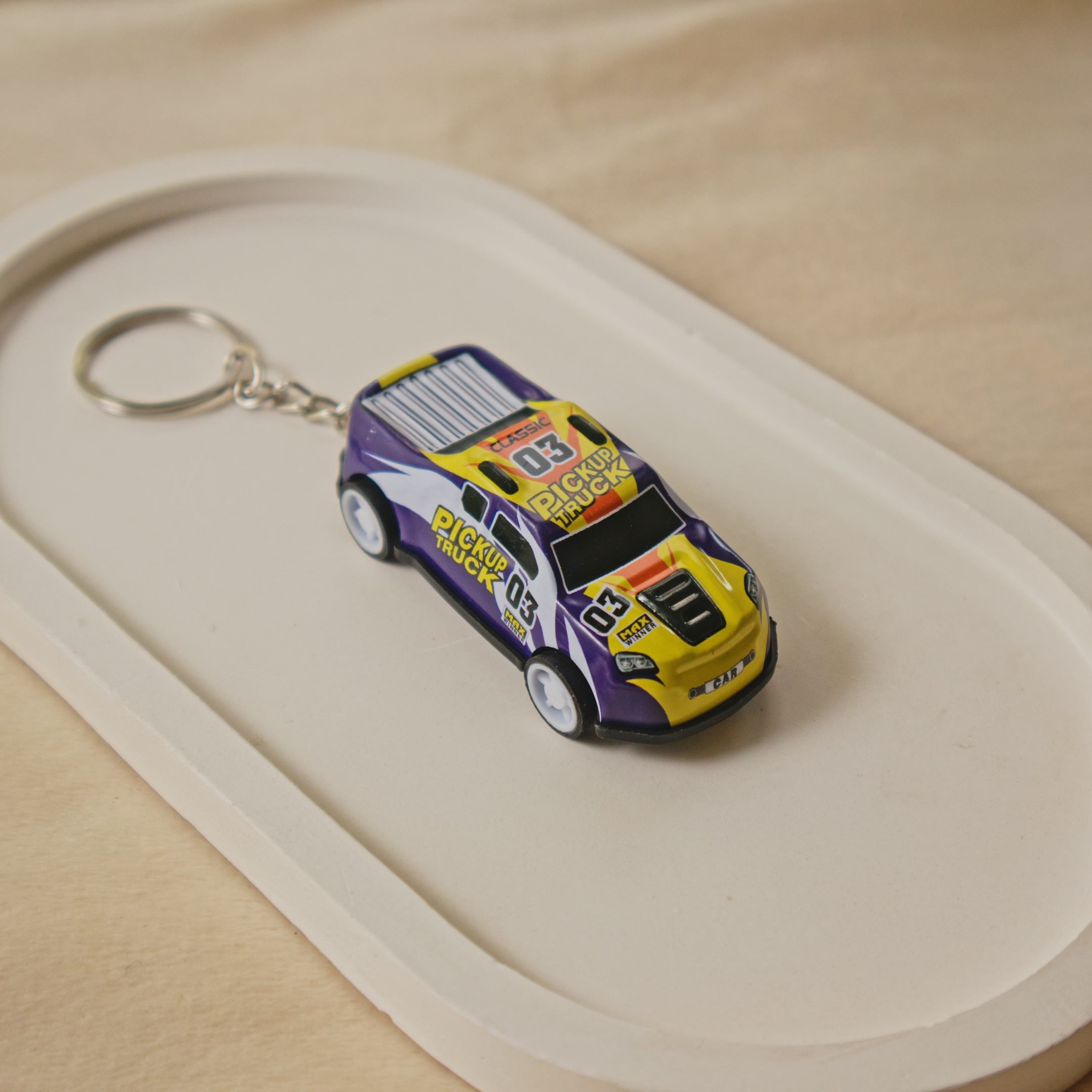 Mini Pull Back Pickup truck Car keychain - Interactive Toy Race Car Bag Charm