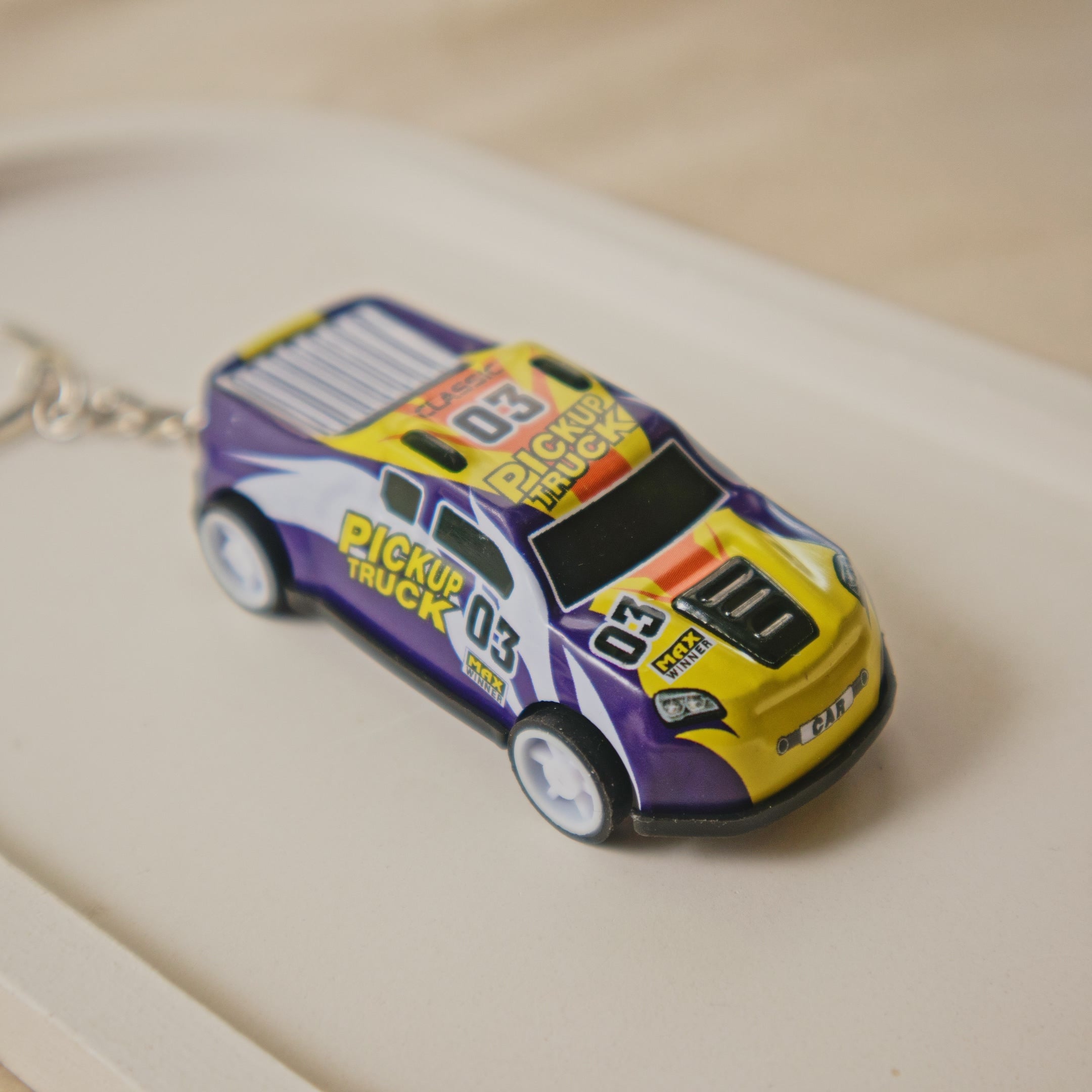 Mini Pull Back Pickup truck Car keychain - Interactive Toy Race Car Bag Charm