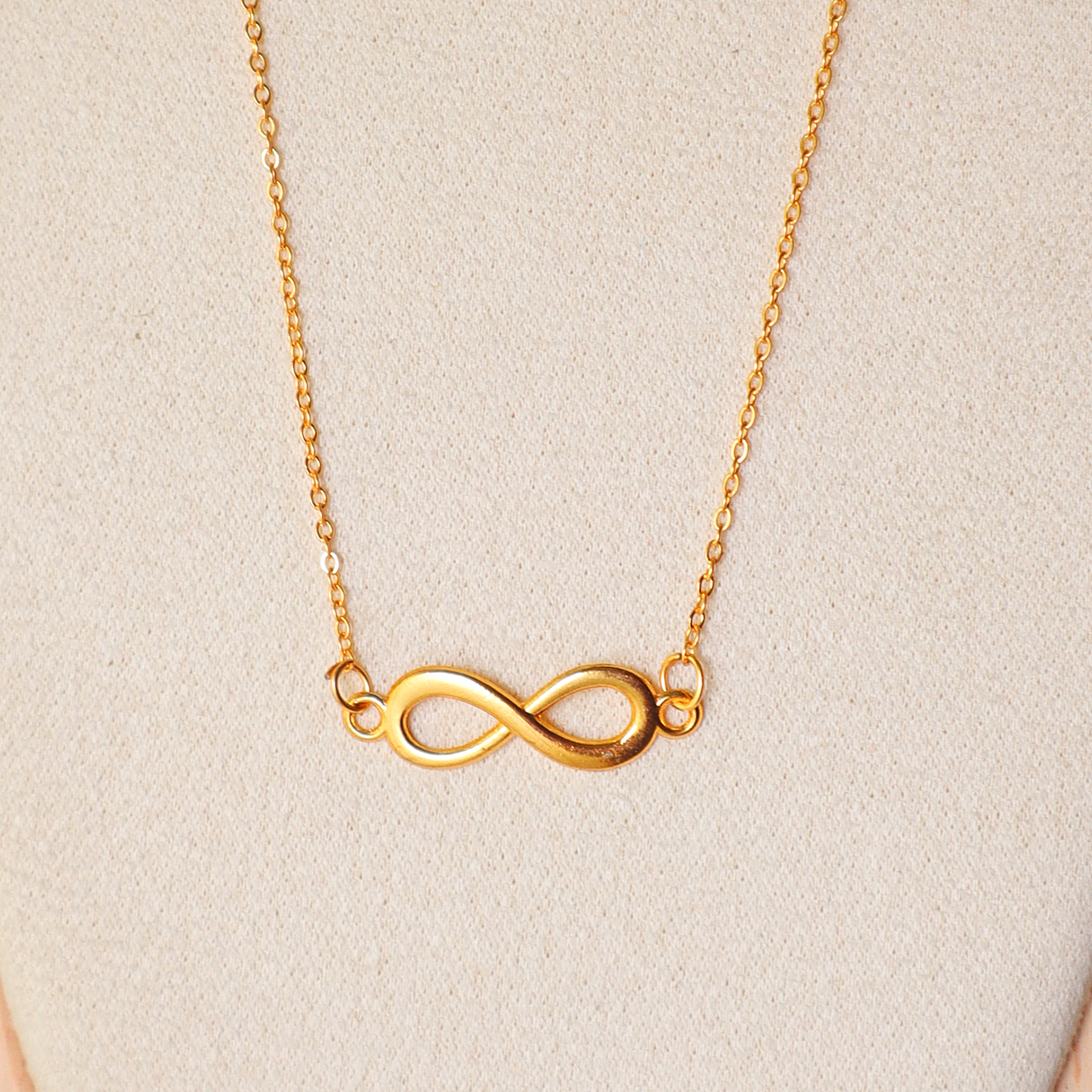 Gold Infinity Necklace & Bracelet Set – 2-Piece Minimalist Jewelry Combo for Women