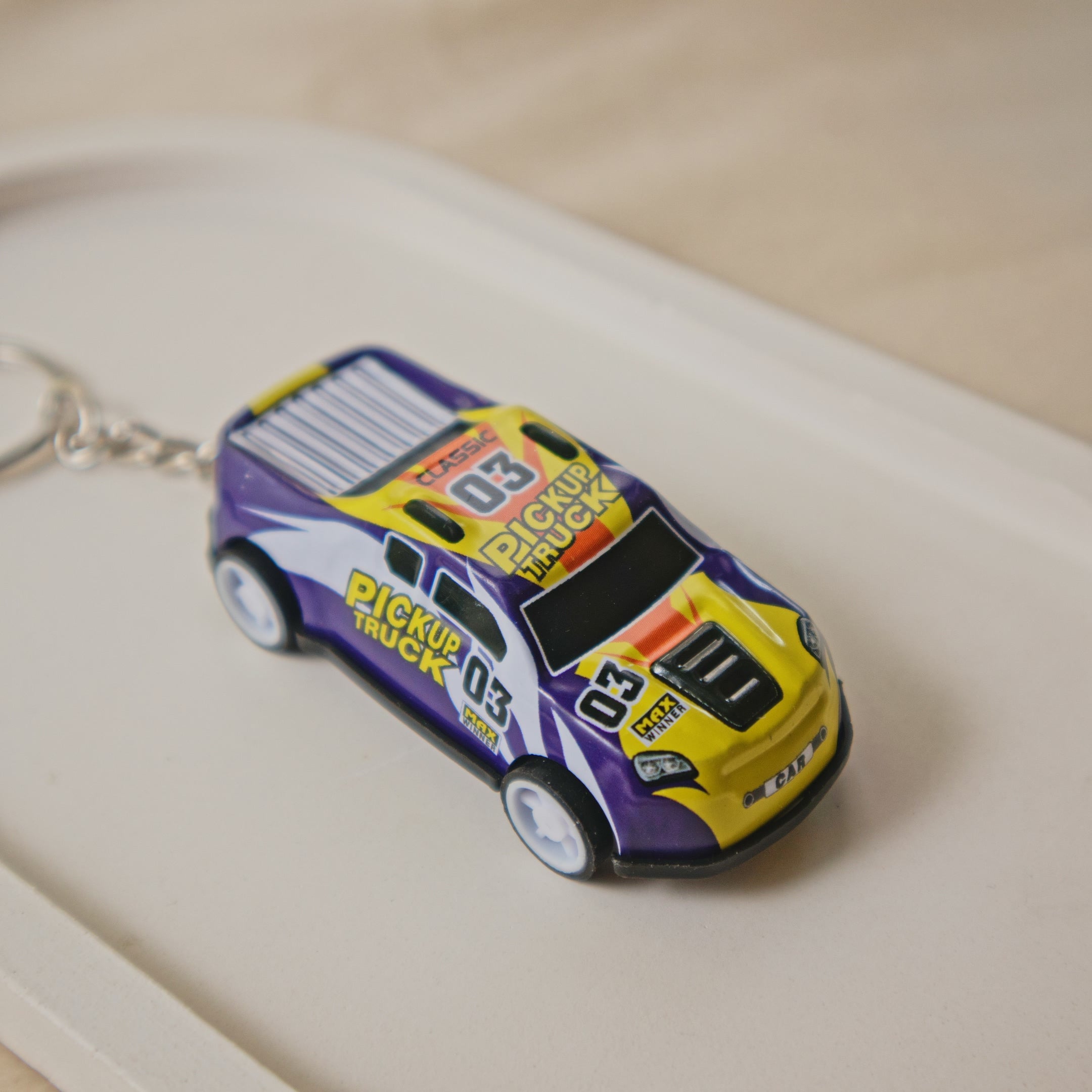 Mini Pull Back Pickup truck Car keychain - Interactive Toy Race Car Bag Charm