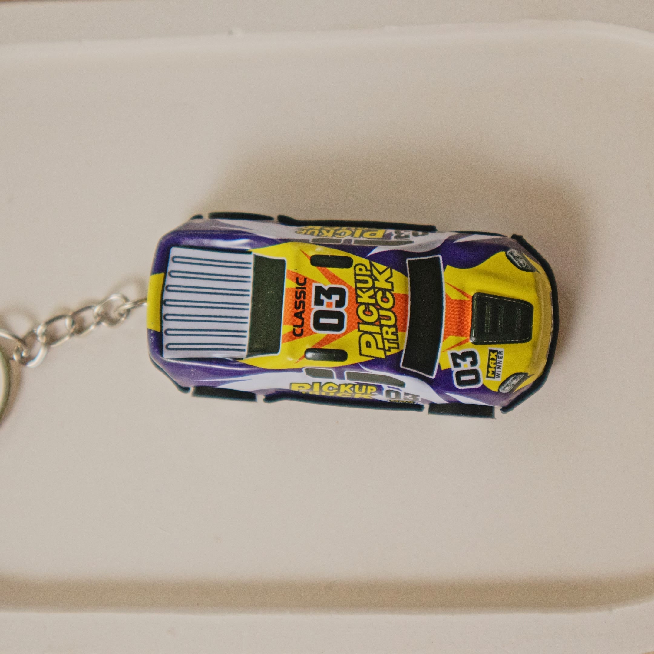 Mini Pull Back Pickup truck Car keychain - Interactive Toy Race Car Bag Charm