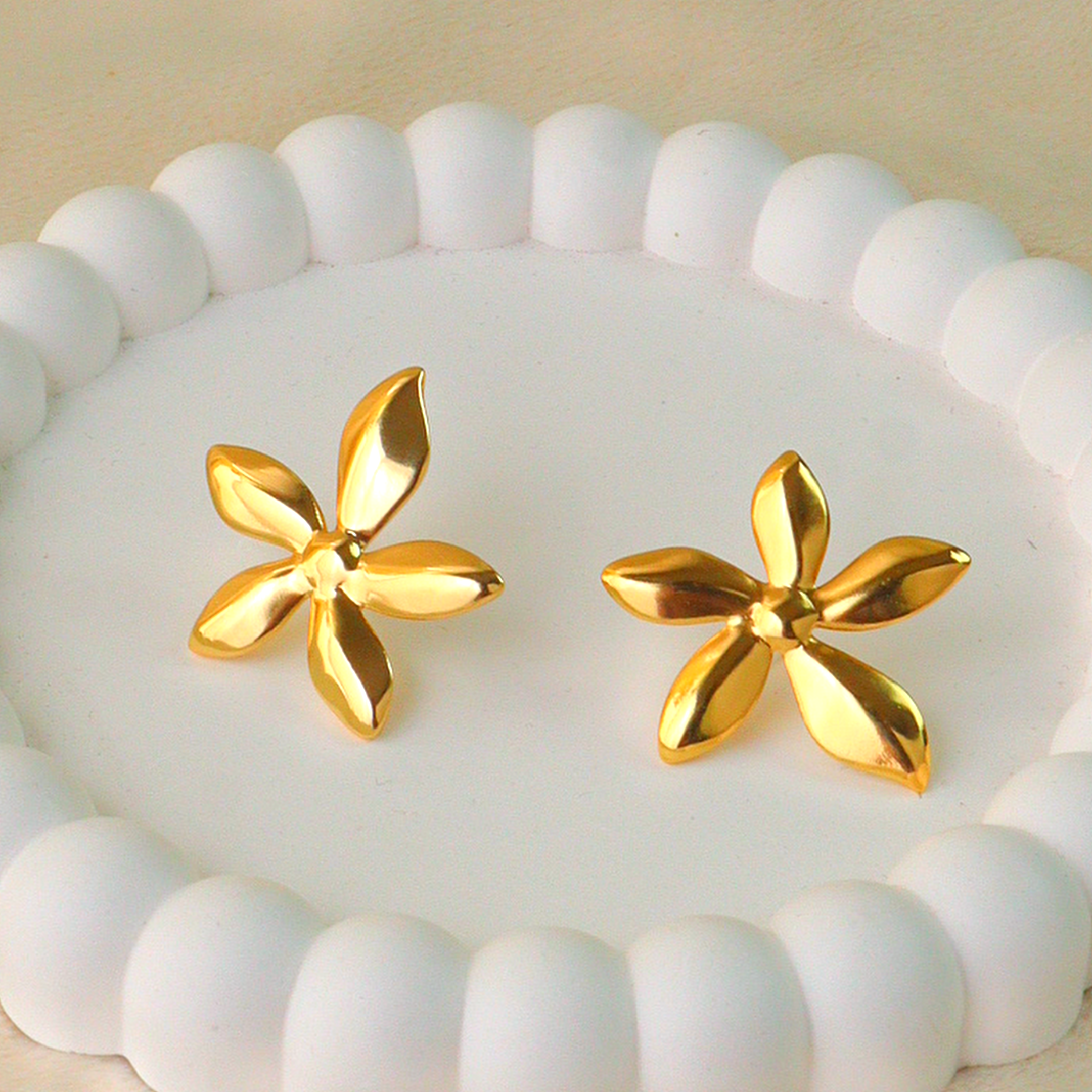 Golden Bloom Anti-Tarnish Earrings