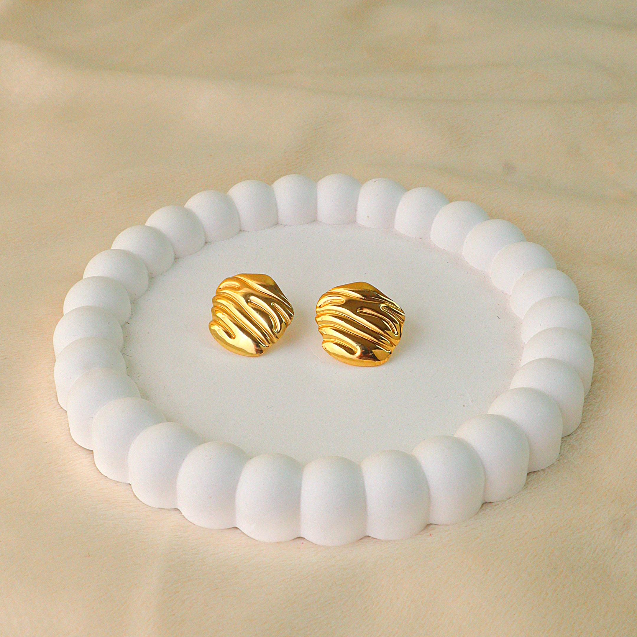 Golden Ripple Anti-Tarnish Earrings