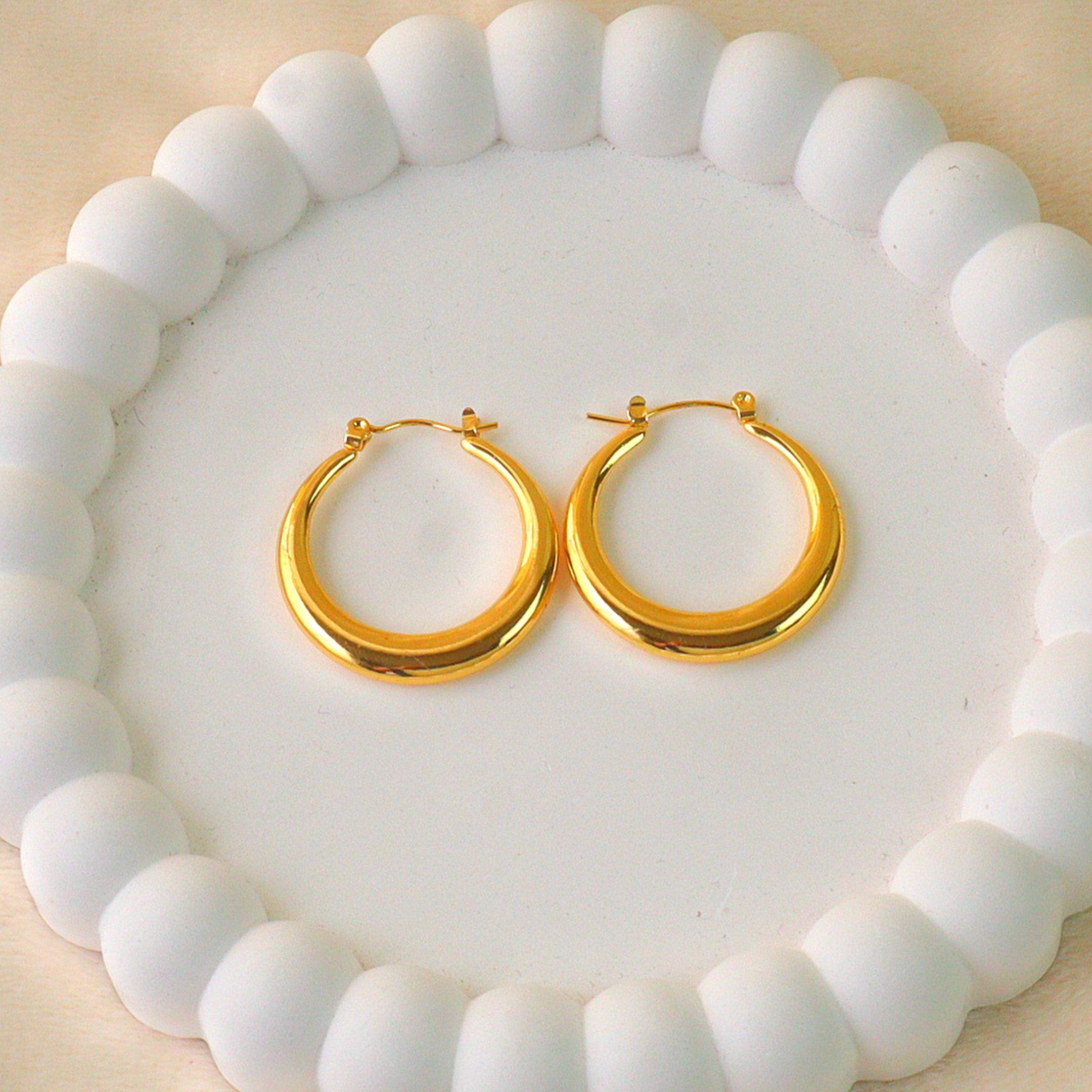 The Golden Crescent Anti Tarnish Hoops