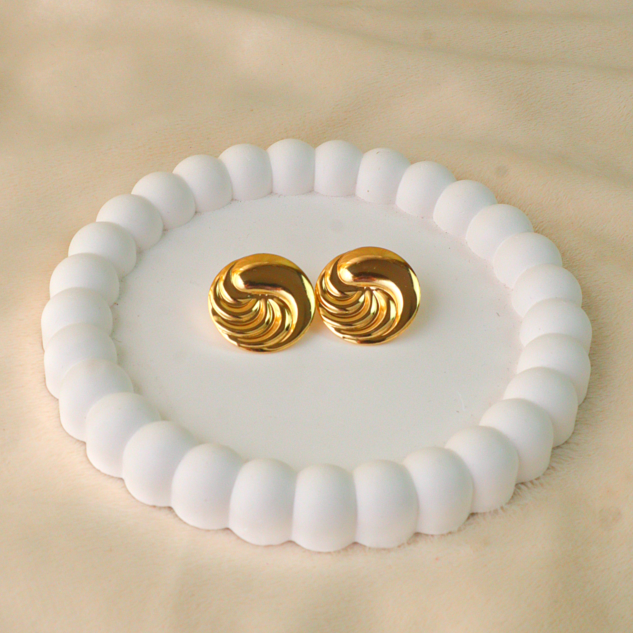 Abstract Double Wave Anti Tarnish Statement Studs