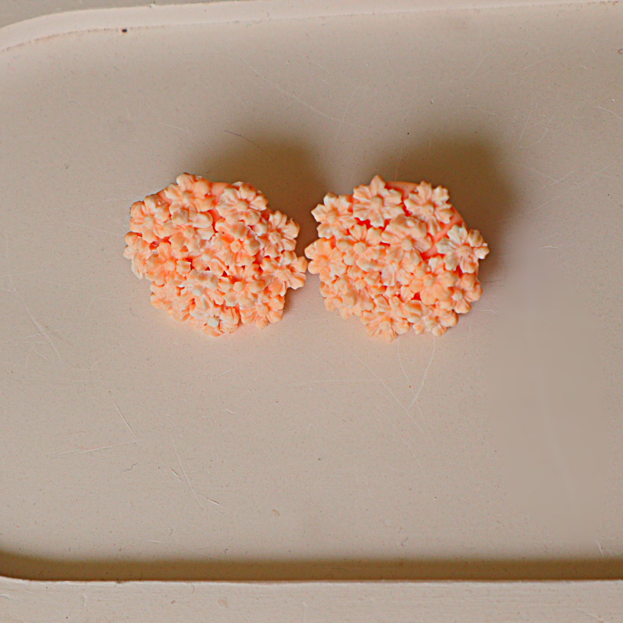 Handmade Peach Floral Cluster Stud Earrings | Bouquet Blossom Polymer Clay Studs