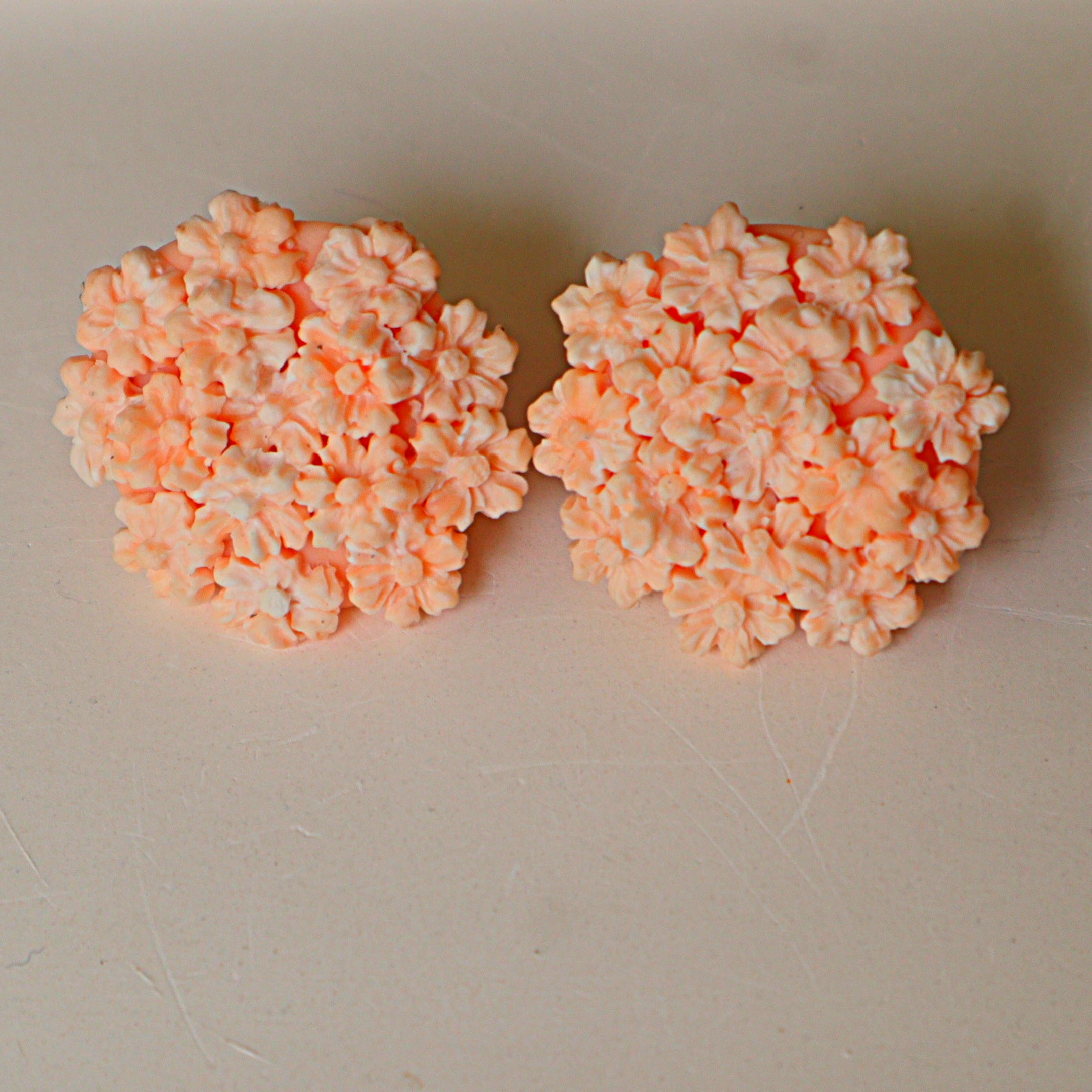 Handmade Peach Floral Cluster Stud Earrings | Bouquet Blossom Polymer Clay Studs